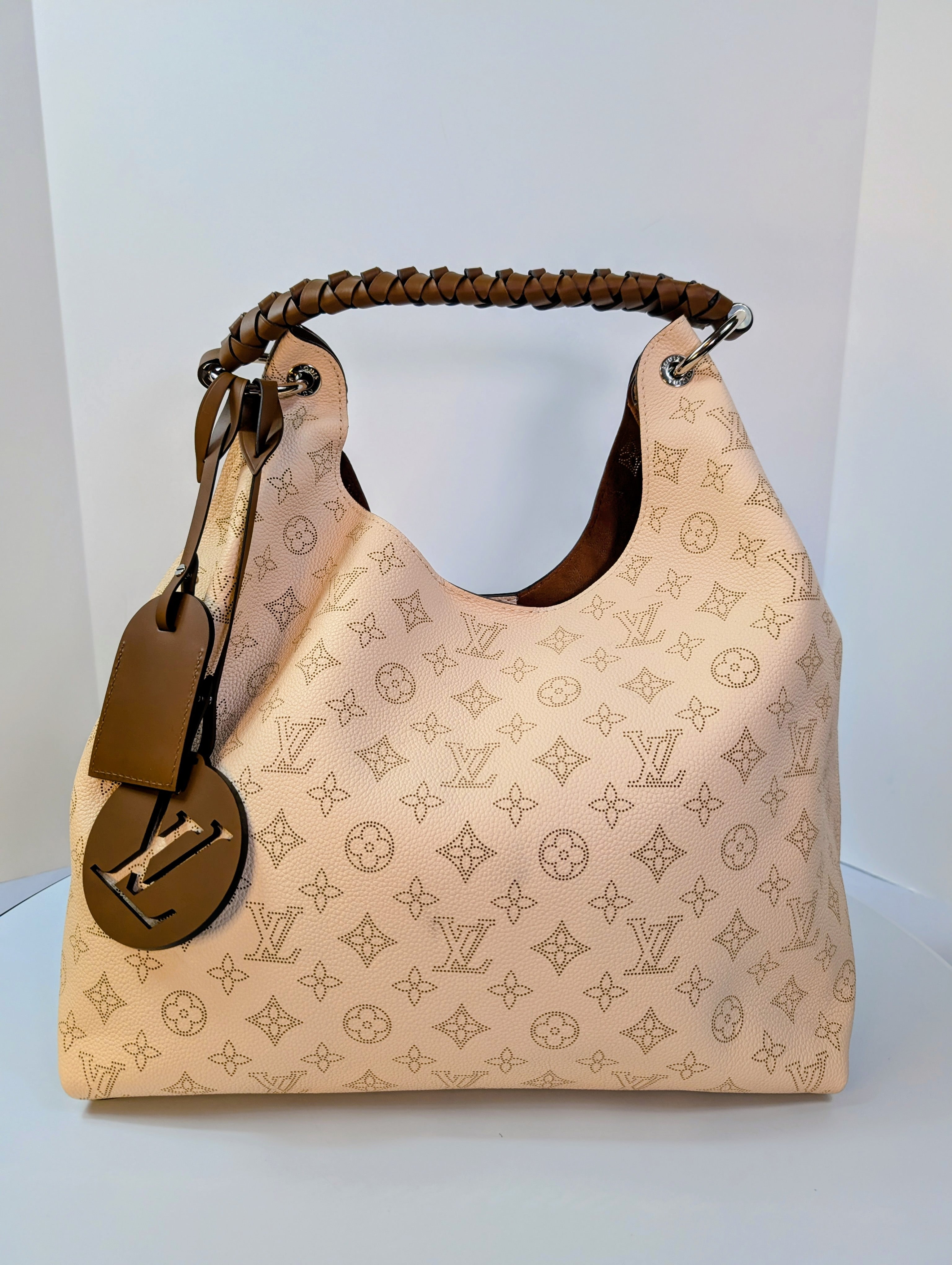 Louis Vuitton Cream Perforated Leather Mahina Babylon GM Hobo Bag