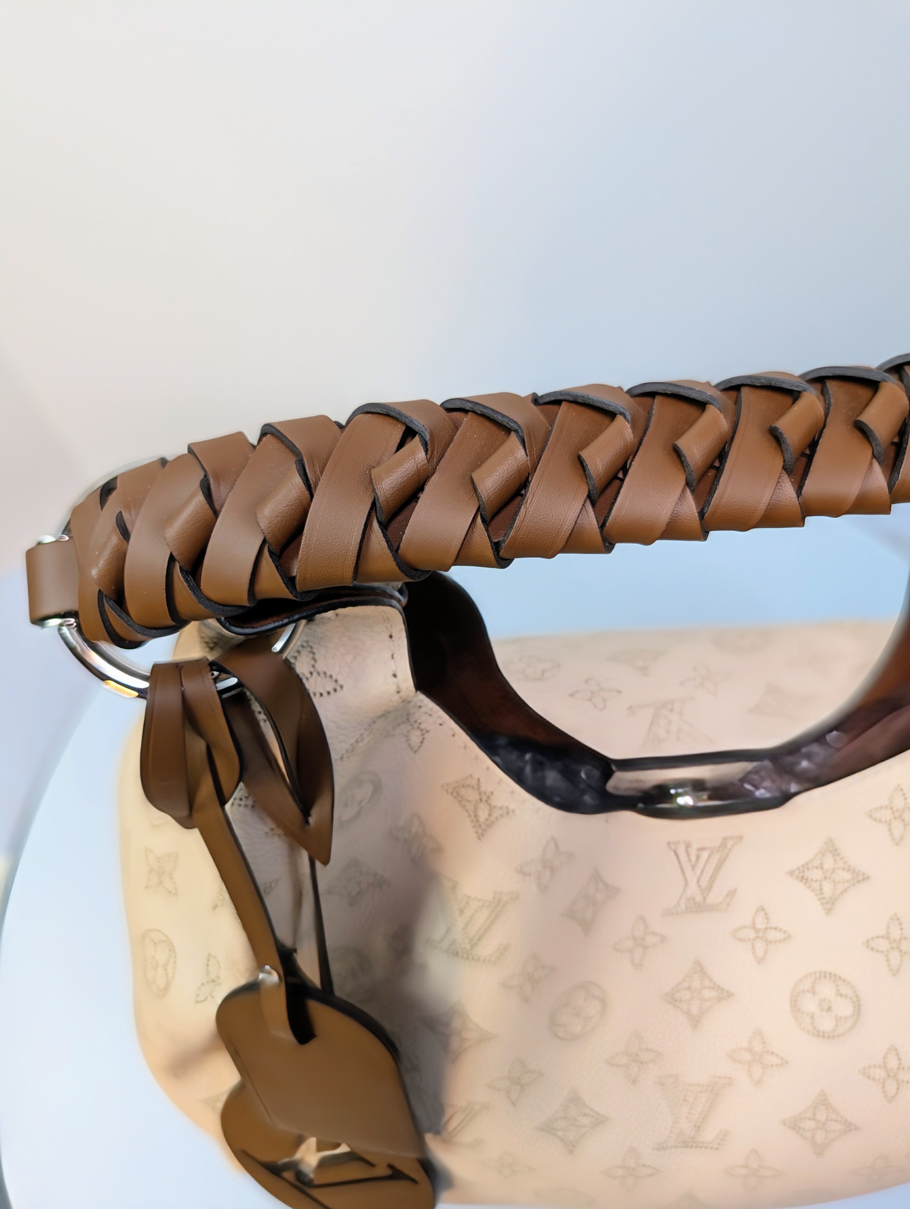 Louis Vuitton Cream Perforated Leather Mahina Babylon GM Hobo Bag