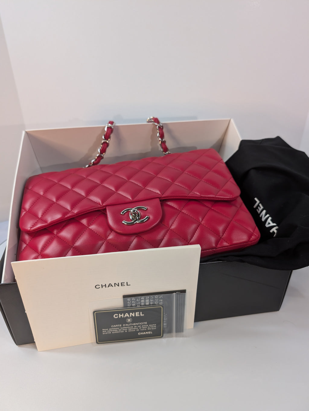 Chanel Red Classic Jumbo Single Flap Bag