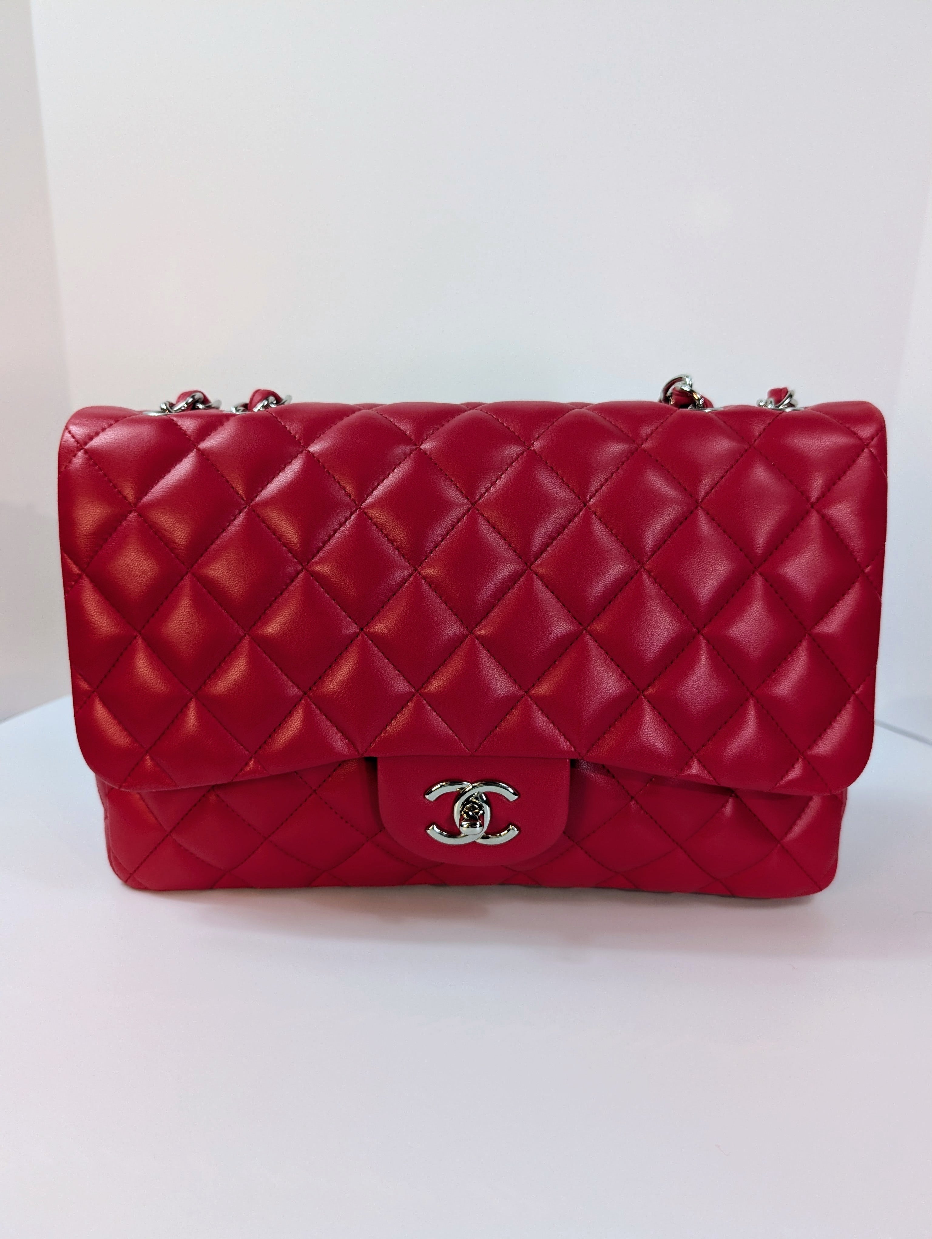 Chanel Red Classic Jumbo Single Flap Bag