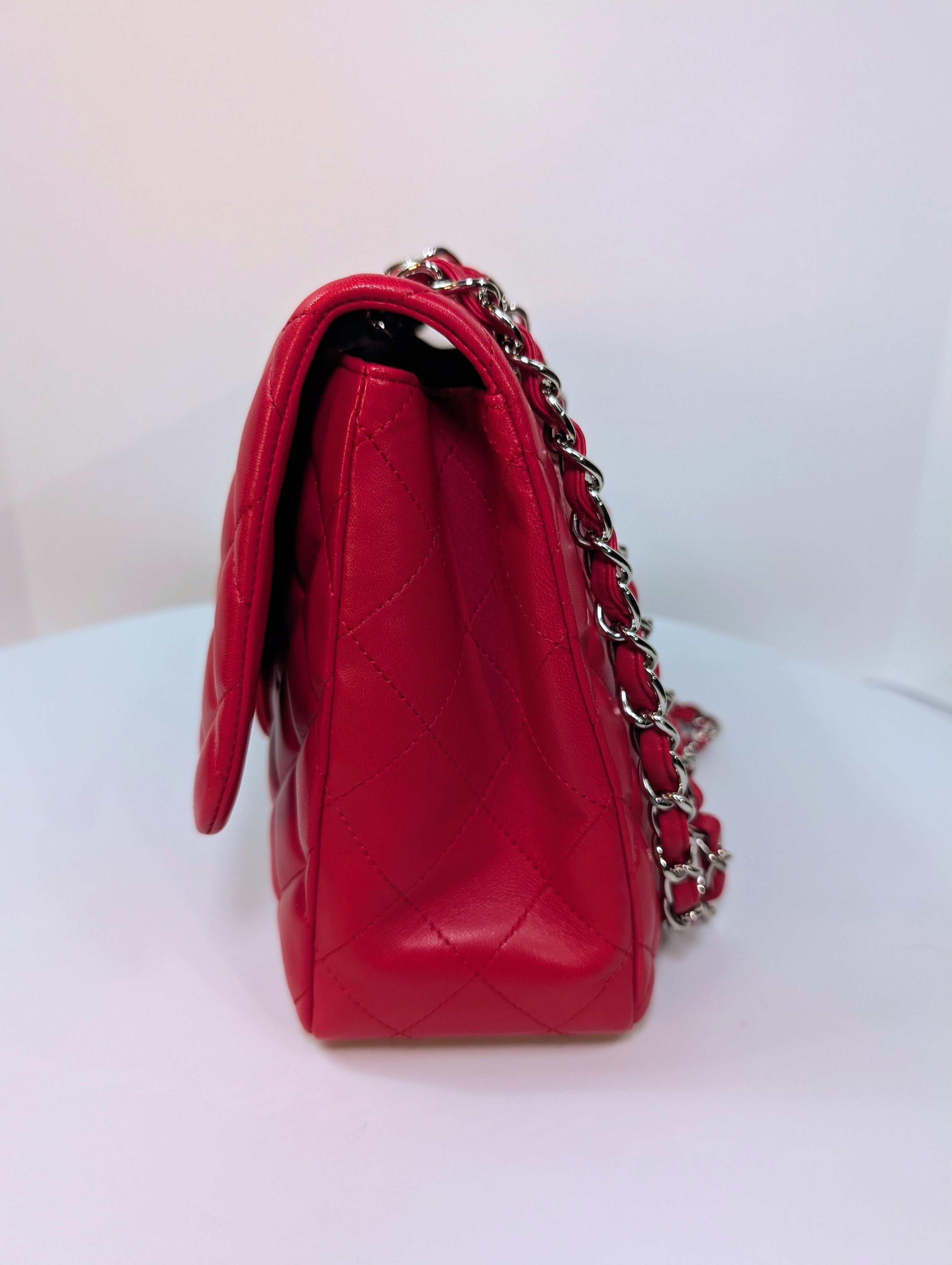 Chanel Red Classic Jumbo Single Flap Bag
