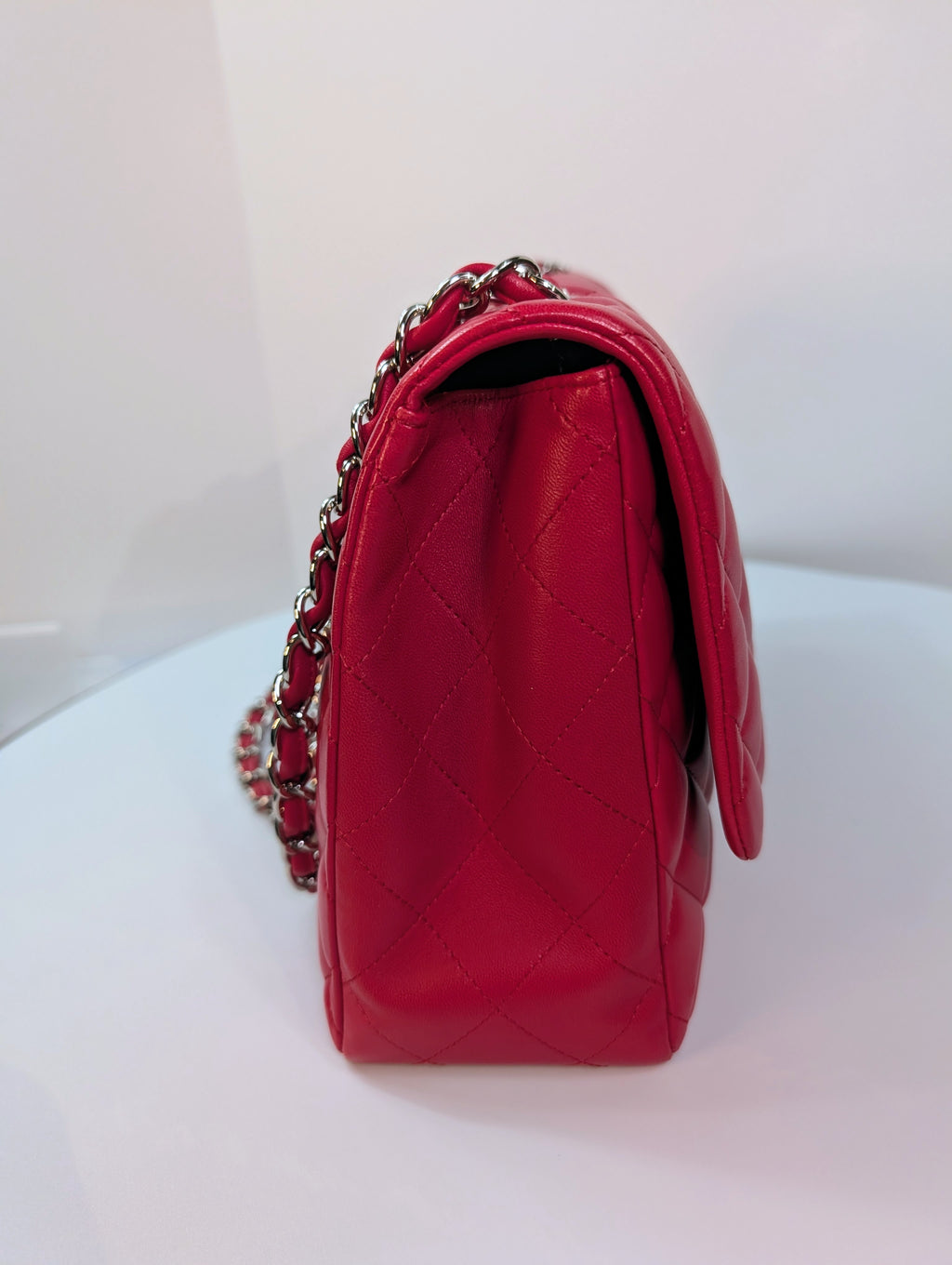 Chanel Red Classic Jumbo Single Flap Bag