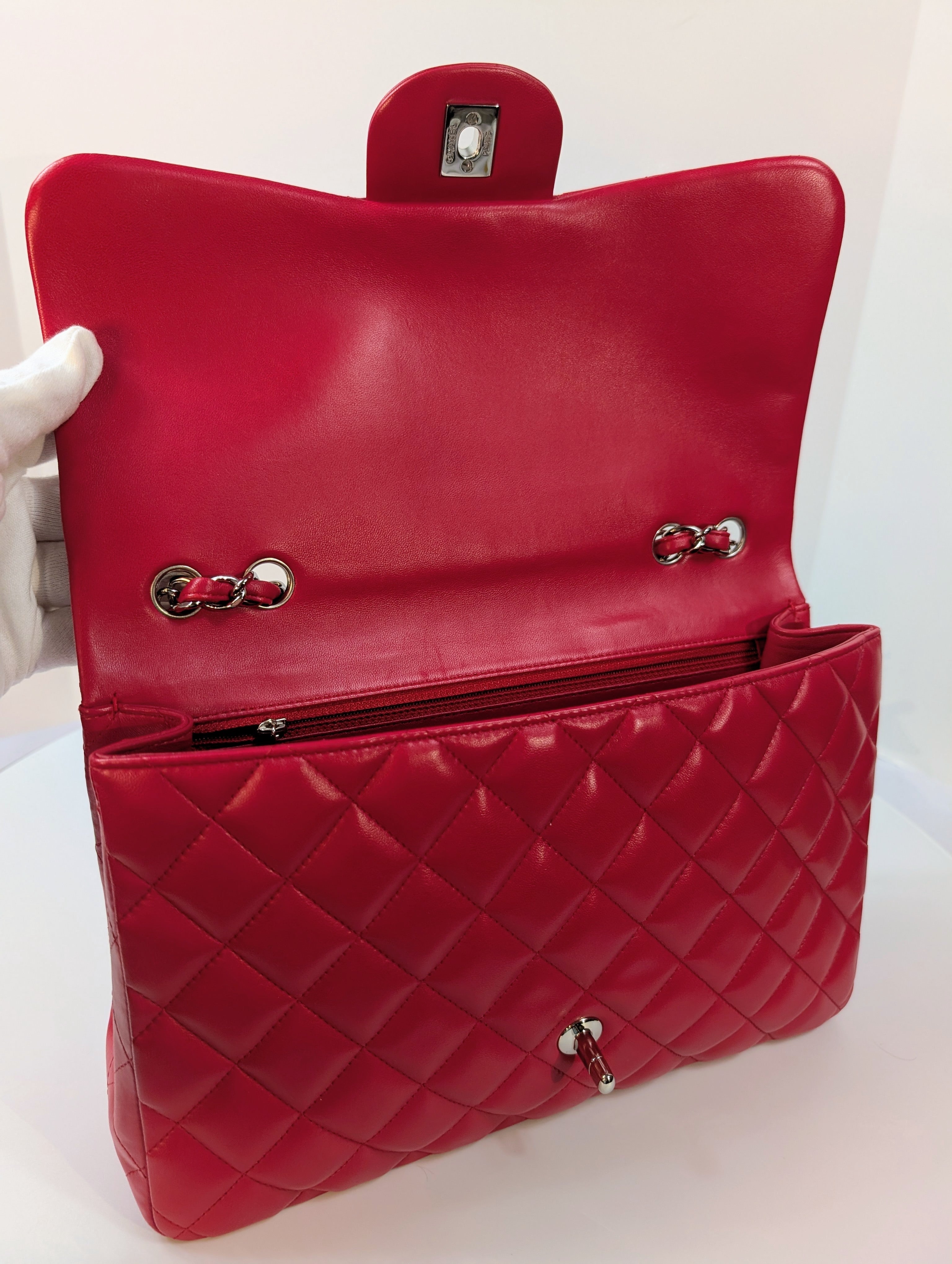Chanel Red Classic Jumbo Single Flap Bag