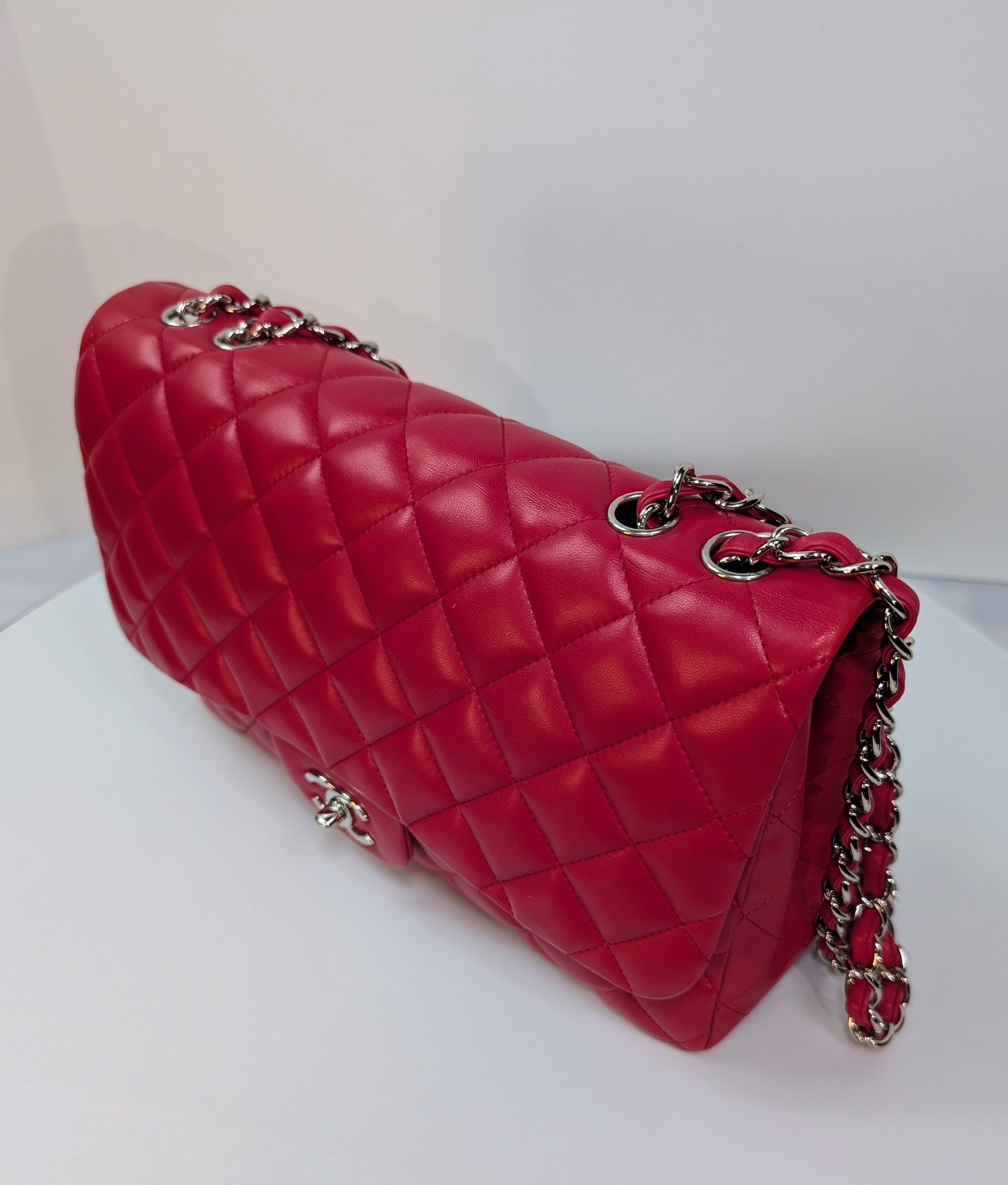 Chanel Red Classic Jumbo Single Flap Bag