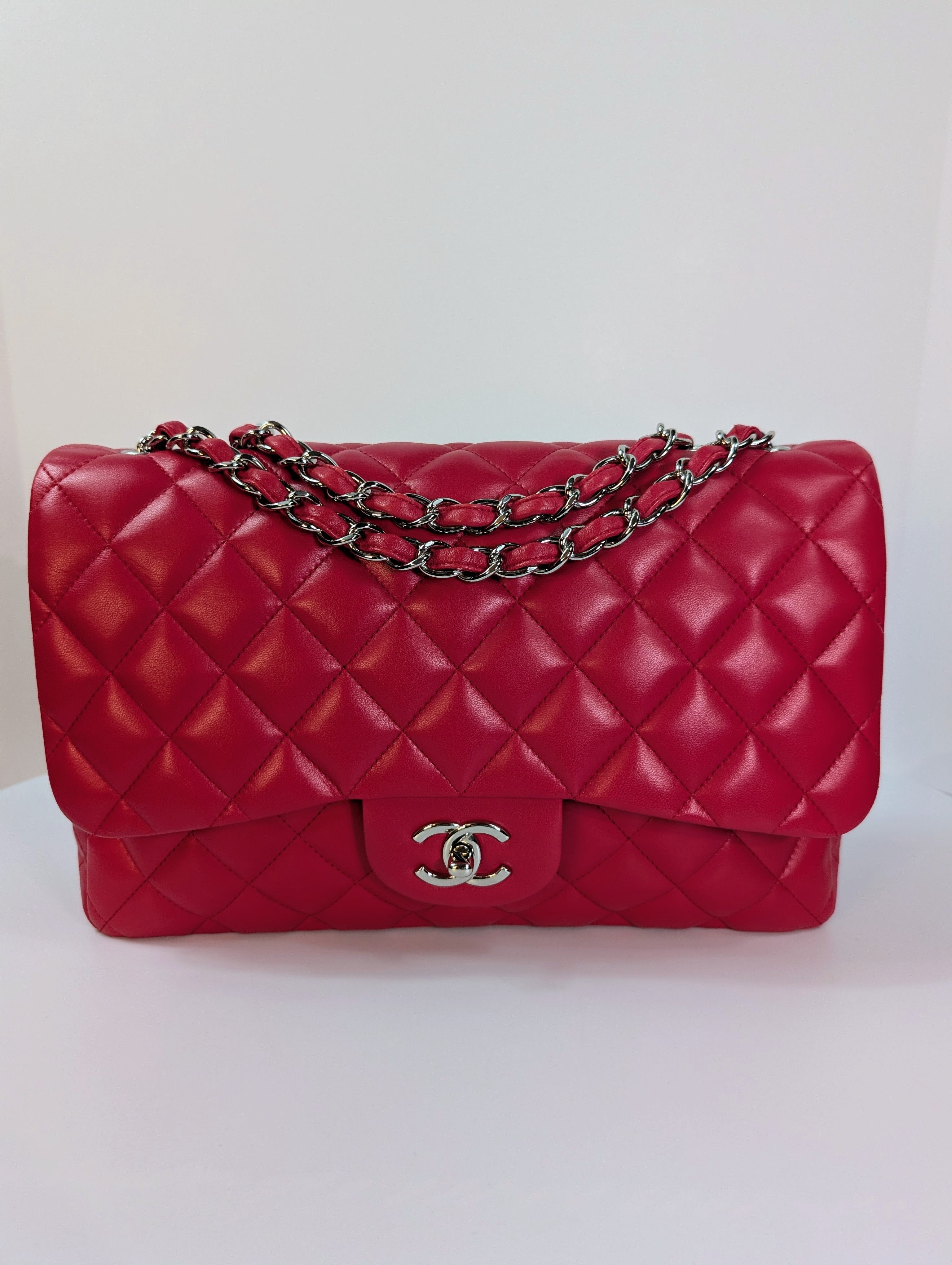 Chanel Red Classic Jumbo Single Flap Bag