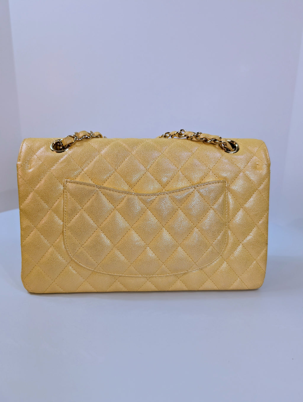 Chanel Iridescent Yellow Caviar Medium Classic Double Flap Bag