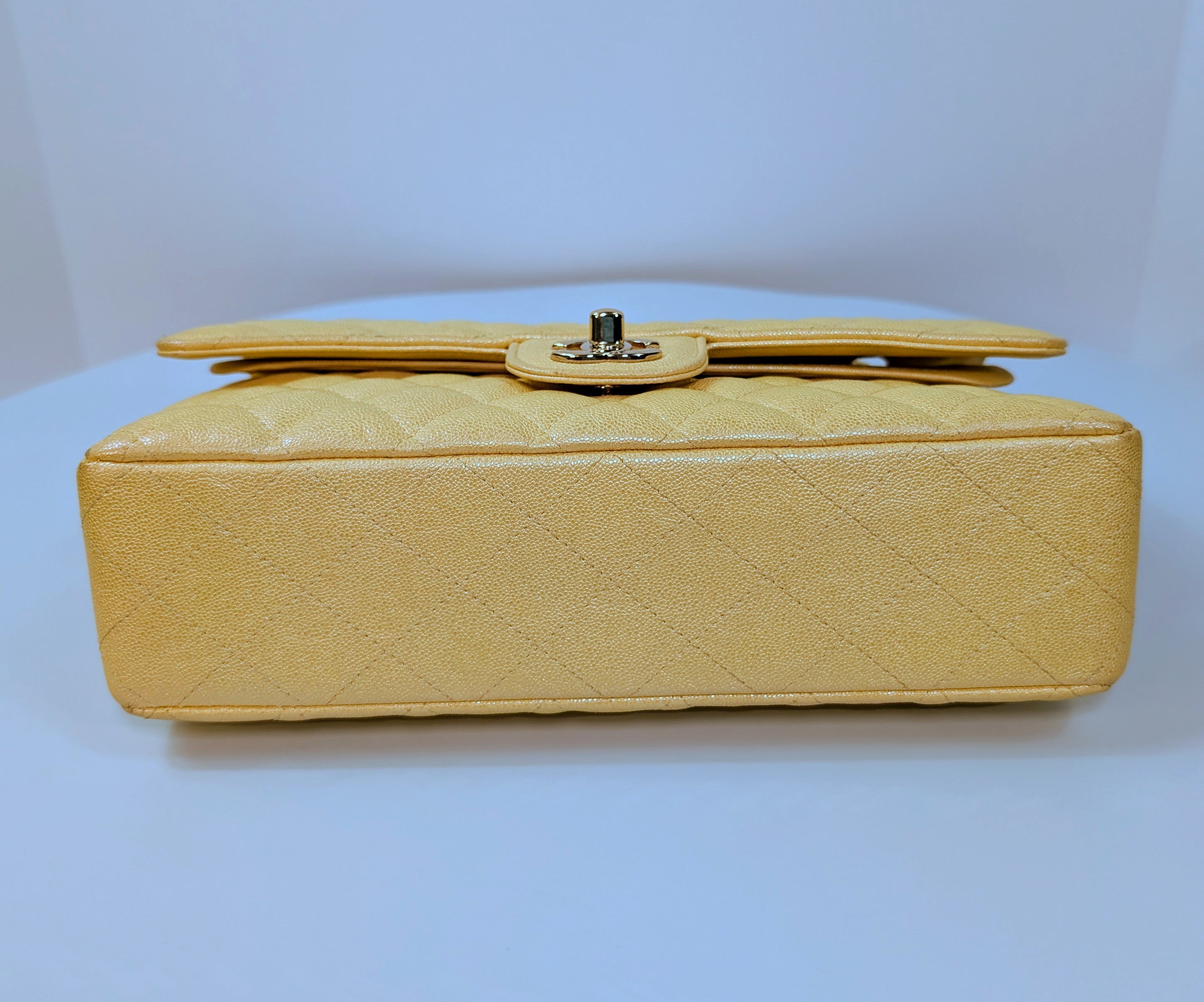 Chanel Iridescent Yellow Caviar Medium Classic Double Flap Bag