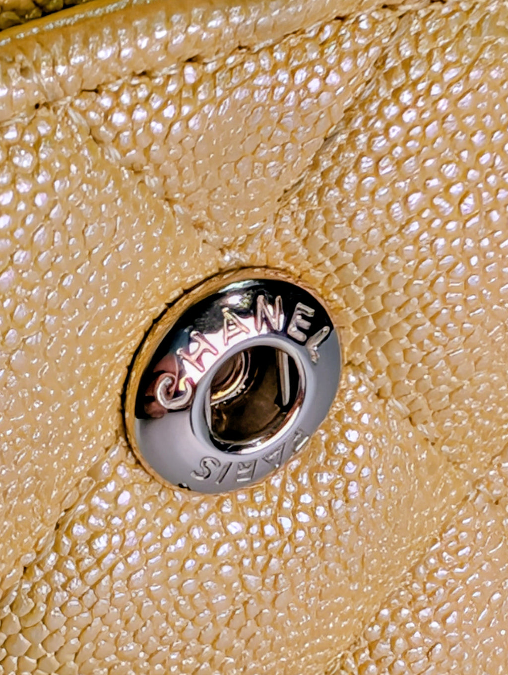 Chanel Iridescent Yellow Caviar Medium Classic Double Flap Bag