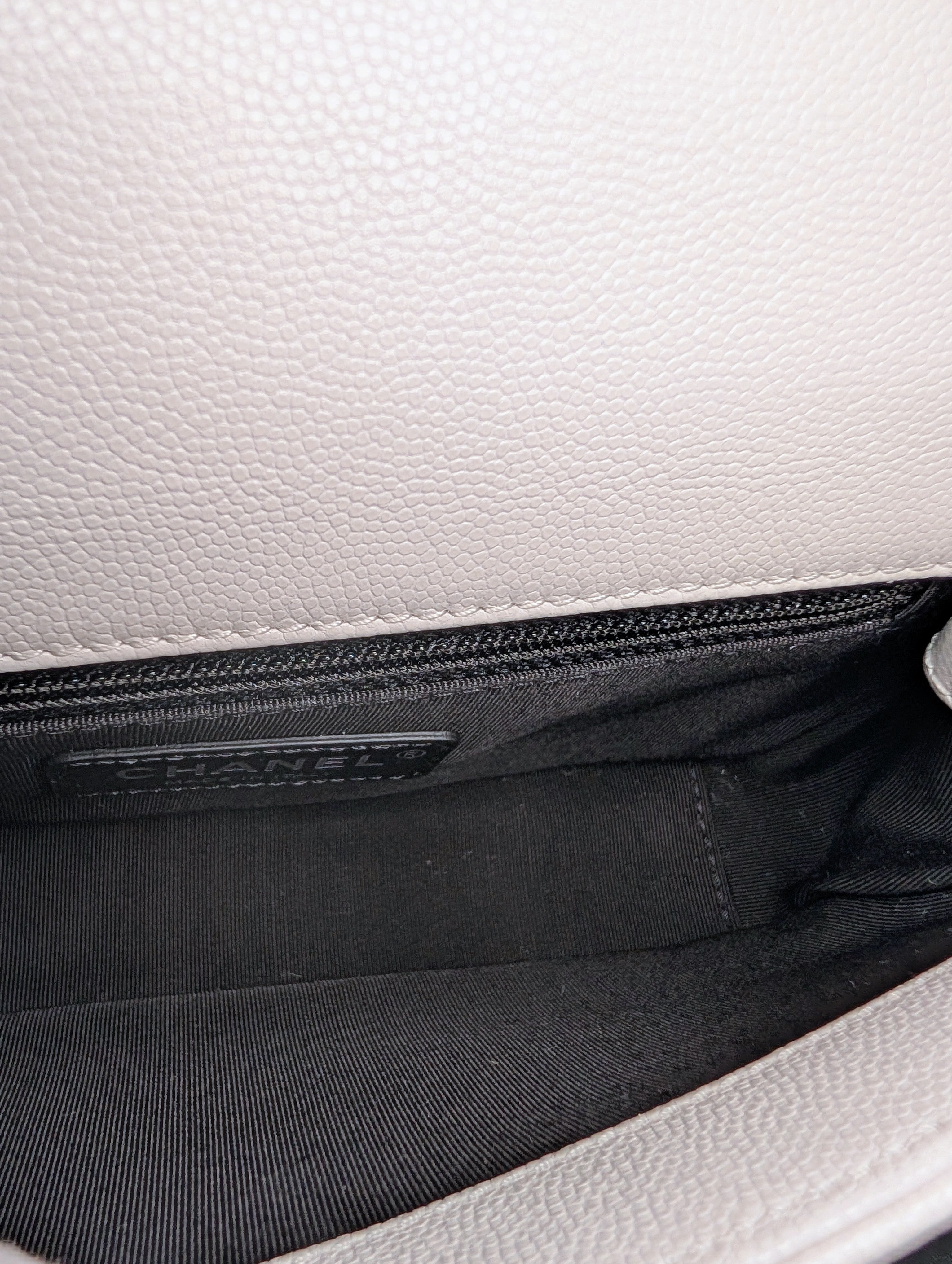 Chanel Limited-Edition Pearlized White MyEverything Caviar Mini-Flap with Black Hardware