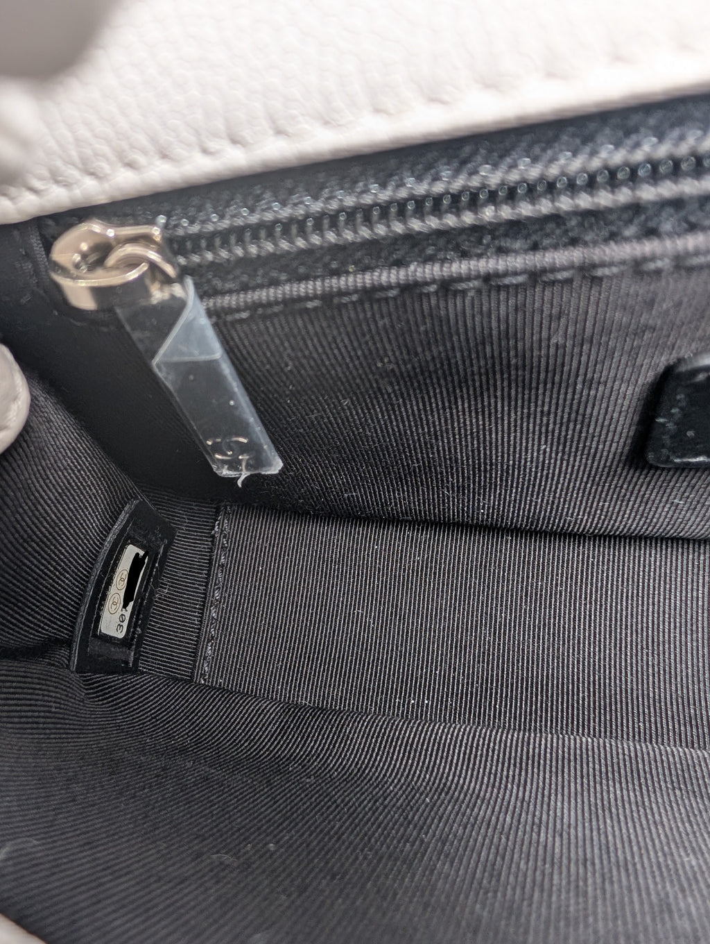 Chanel Limited-Edition Pearlized White MyEverything Caviar Mini-Flap with Black Hardware