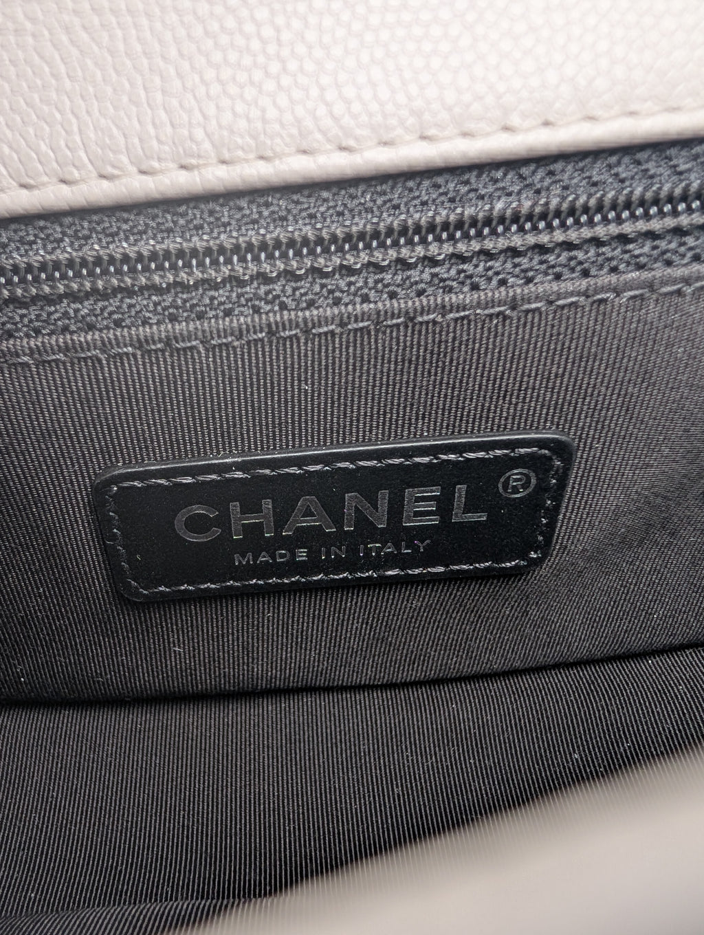 Chanel Limited-Edition Pearlized White MyEverything Caviar Mini-Flap with Black Hardware