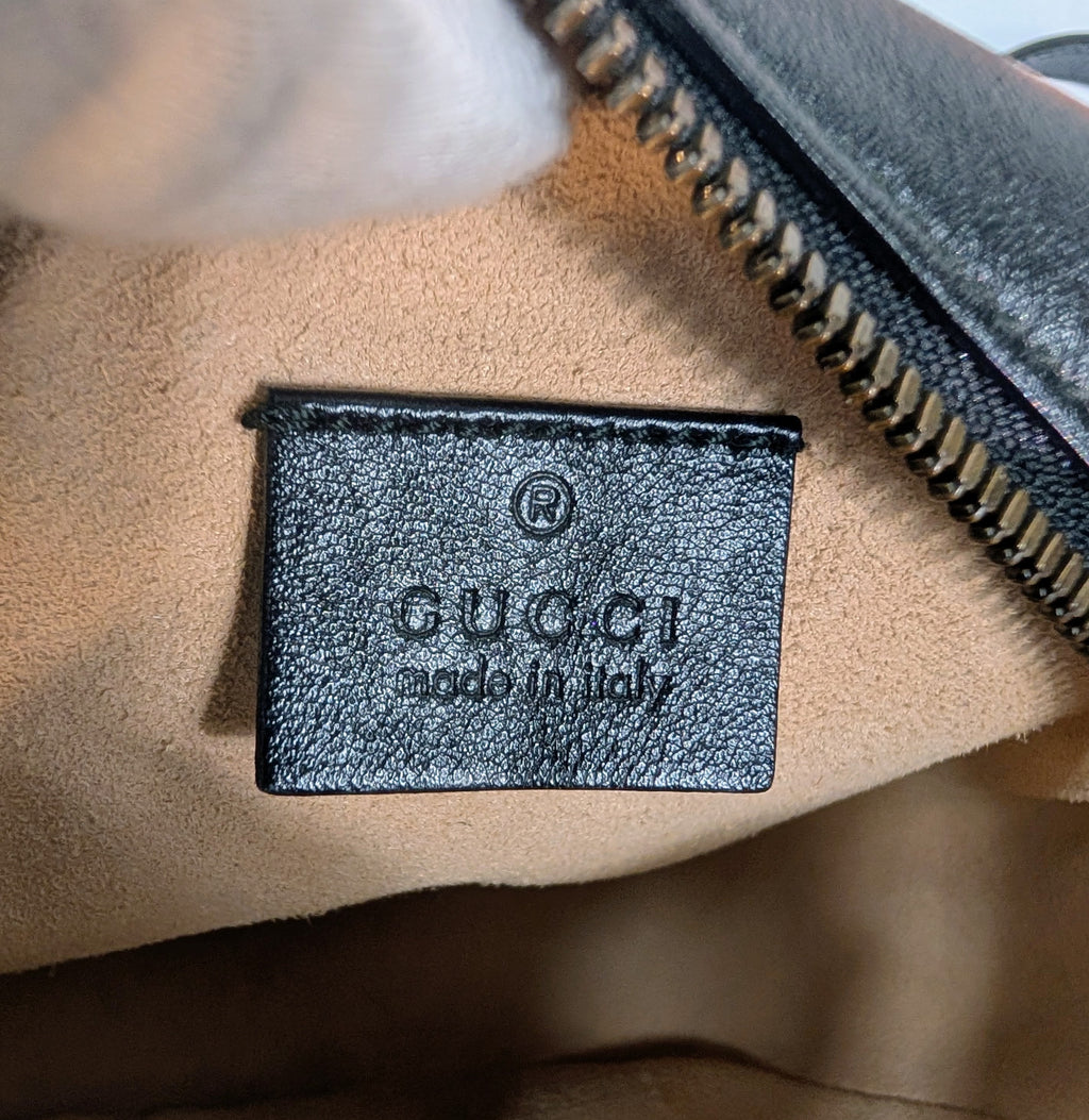 Gucci Beige and Black GG Marmont Round Mini Bag