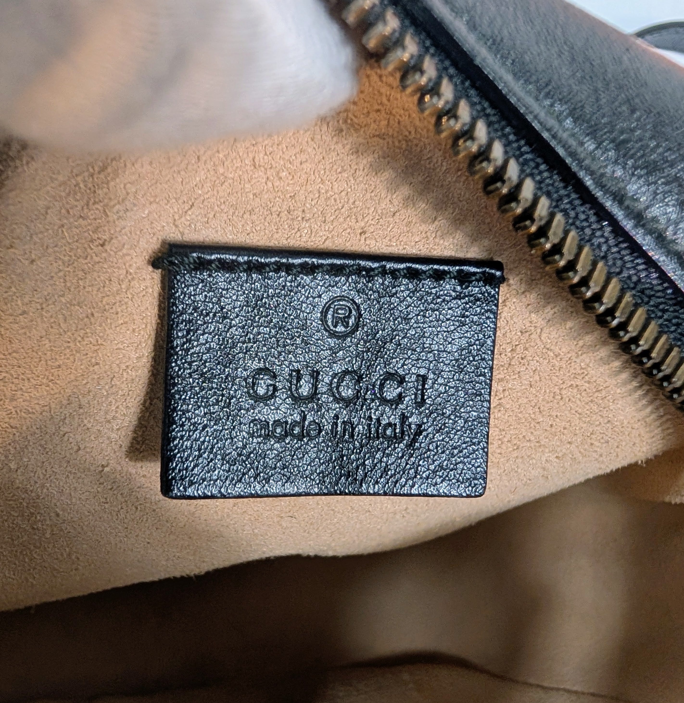 Gucci Beige and Black GG Marmont Round Mini Bag