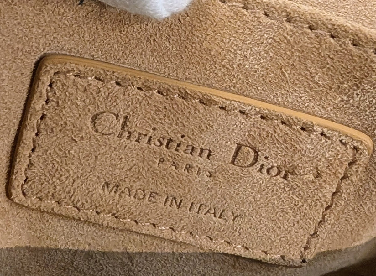 Christian Dior Natural Straw Raffia Woven Cannage Small Caro Flap Shoulder Bag