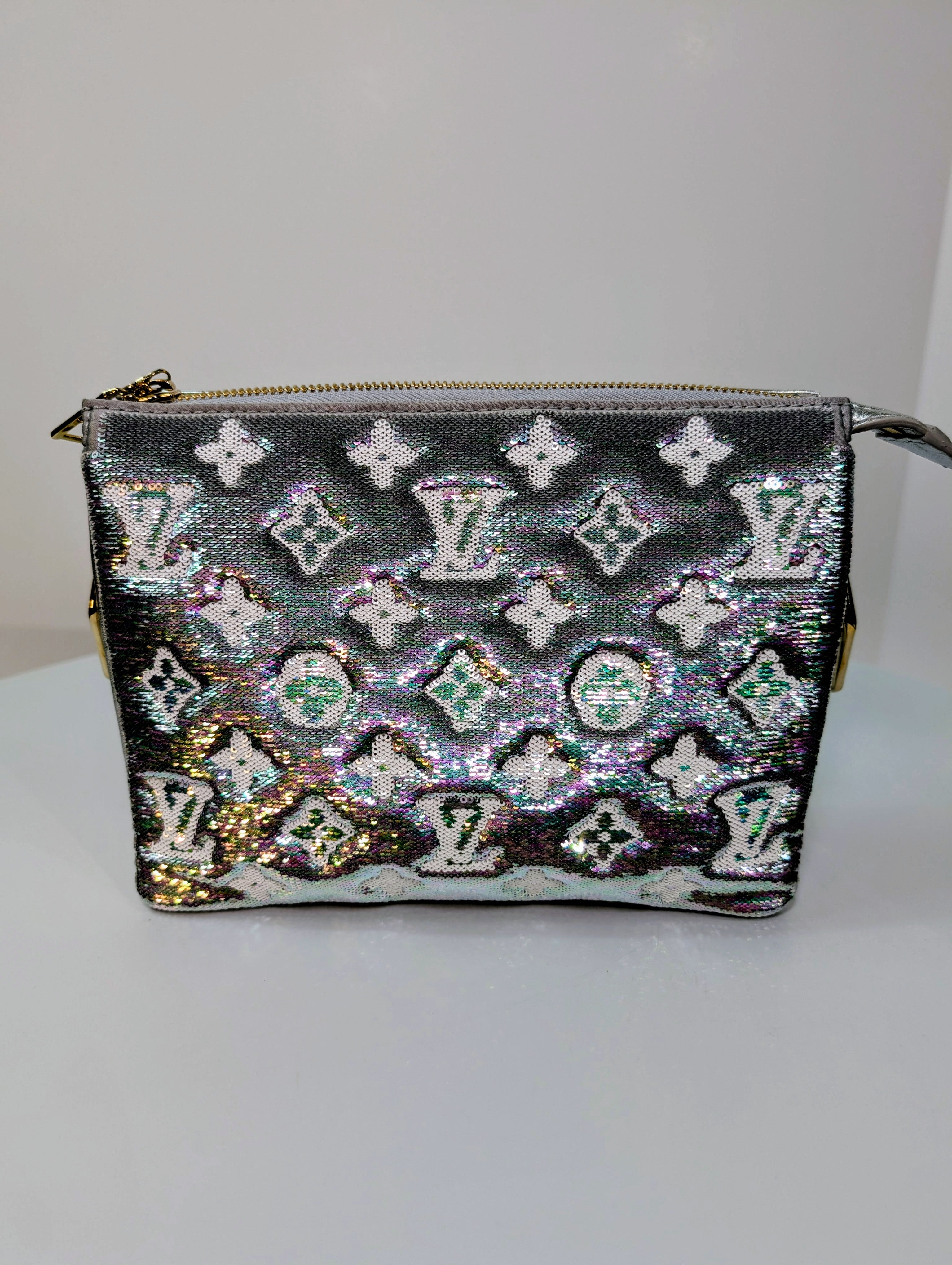 Louis Vuitton Iridescent Coussin Sequin and Silver Monogram Empreinte Bag