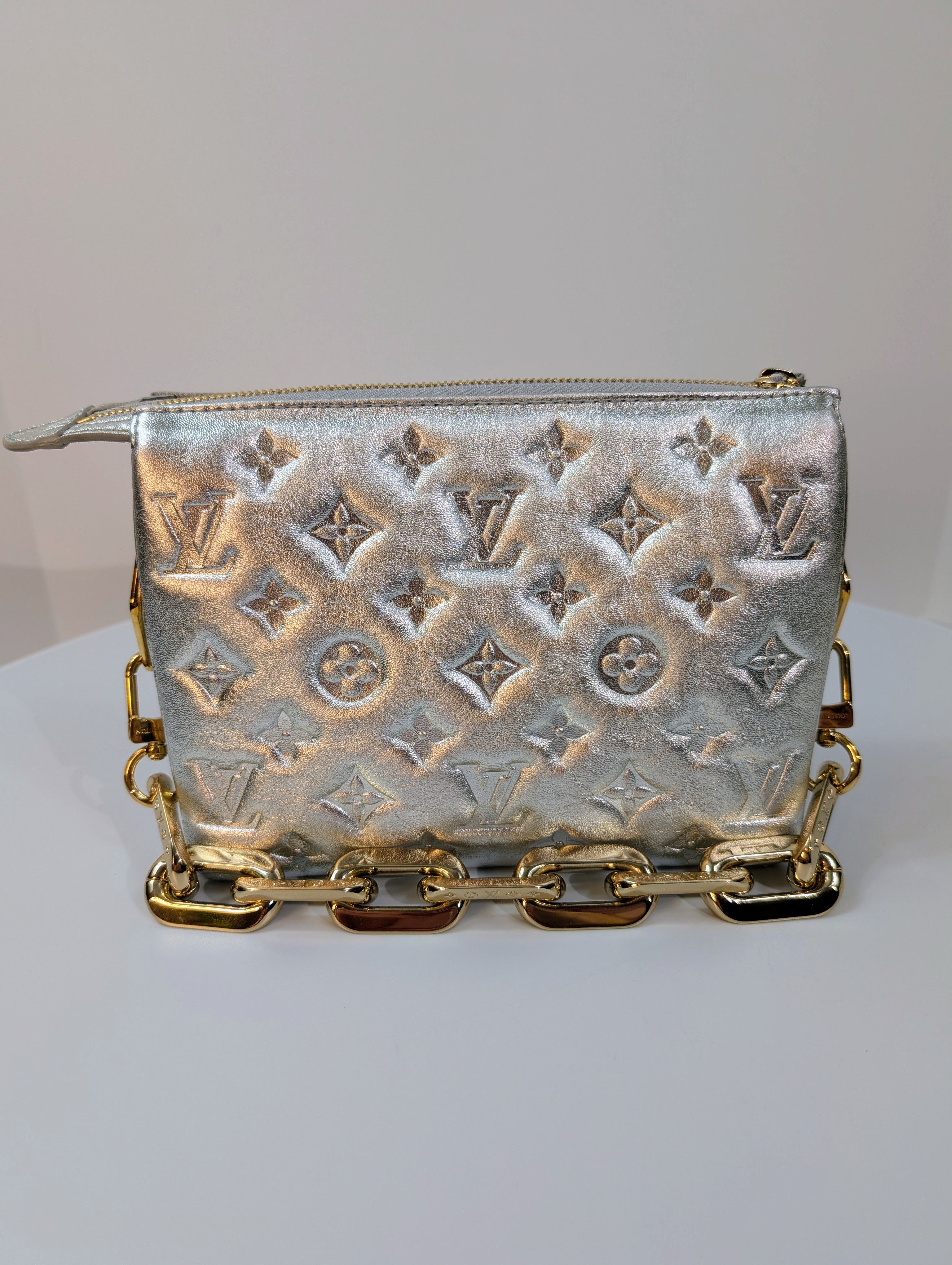 Louis Vuitton Iridescent Coussin Sequin and Silver Monogram Empreinte Bag