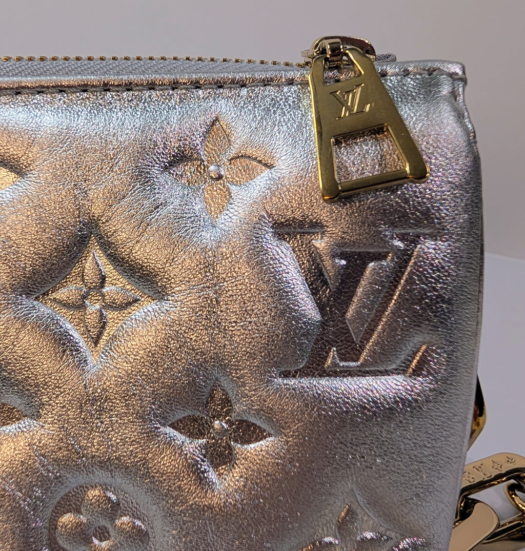 Louis Vuitton Iridescent Coussin Sequin and Silver Monogram Empreinte Bag