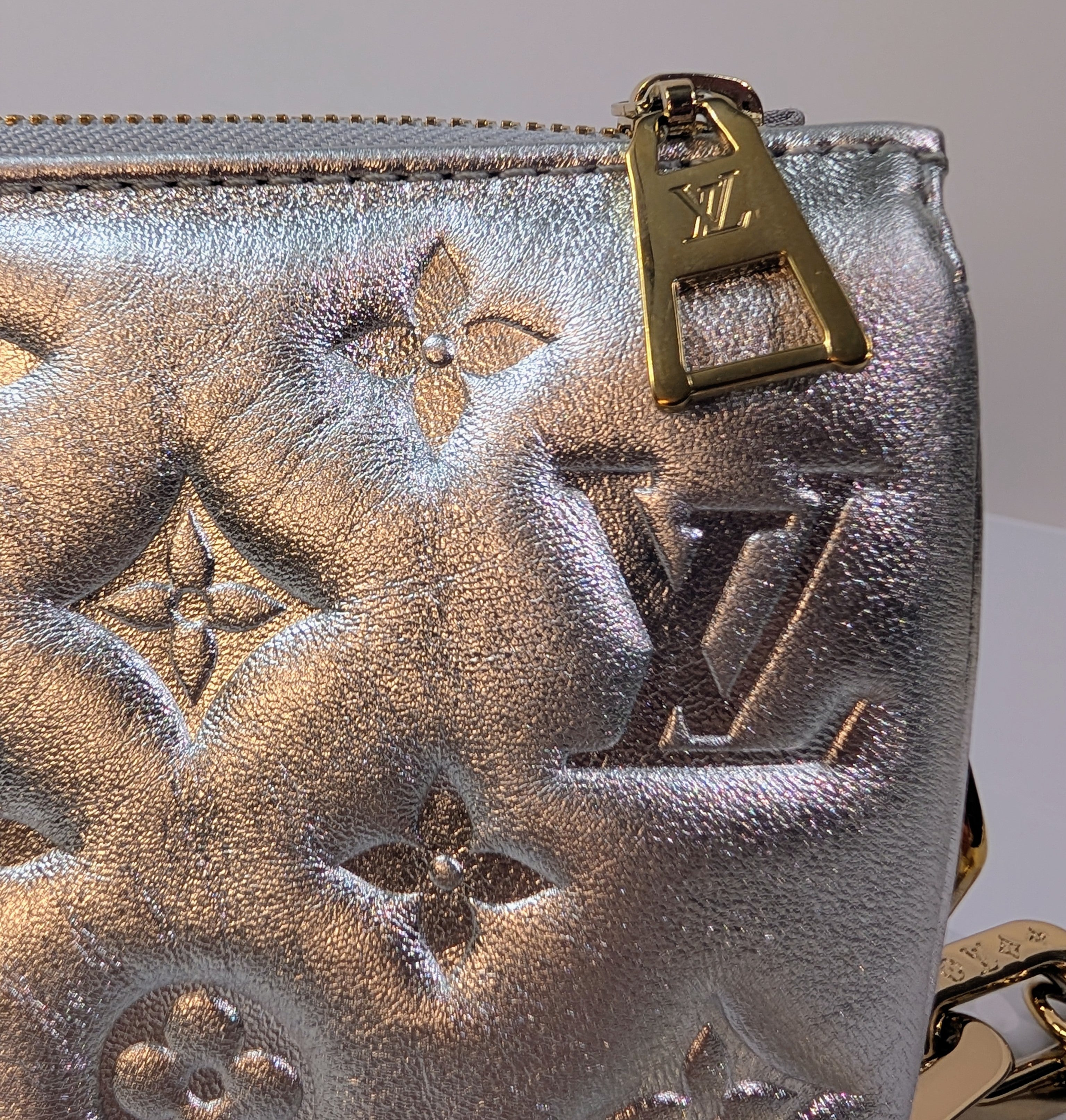 Louis Vuitton Iridescent Coussin Sequin and Silver Monogram Empreinte Bag