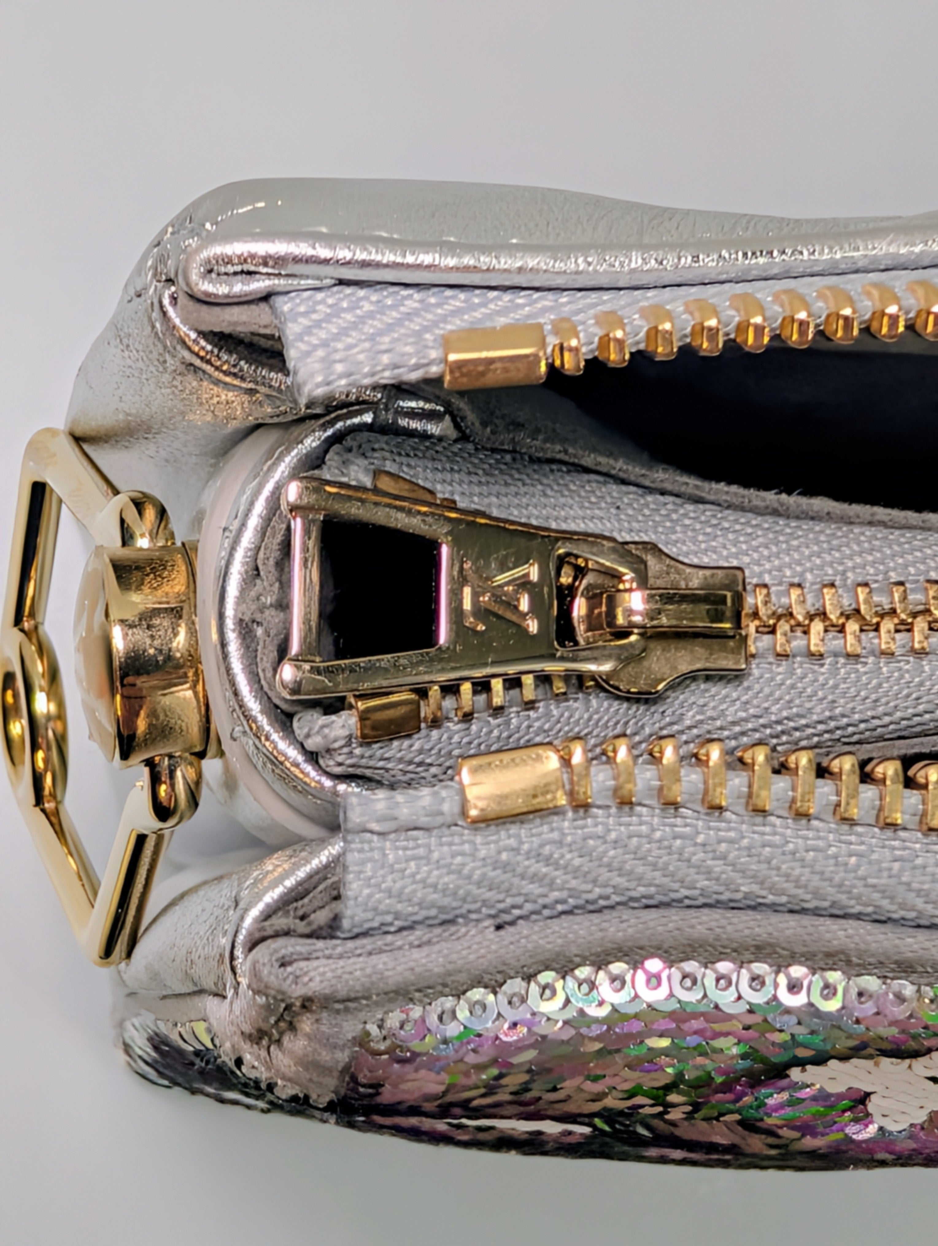 Louis Vuitton Iridescent Coussin Sequin and Silver Monogram Empreinte Bag