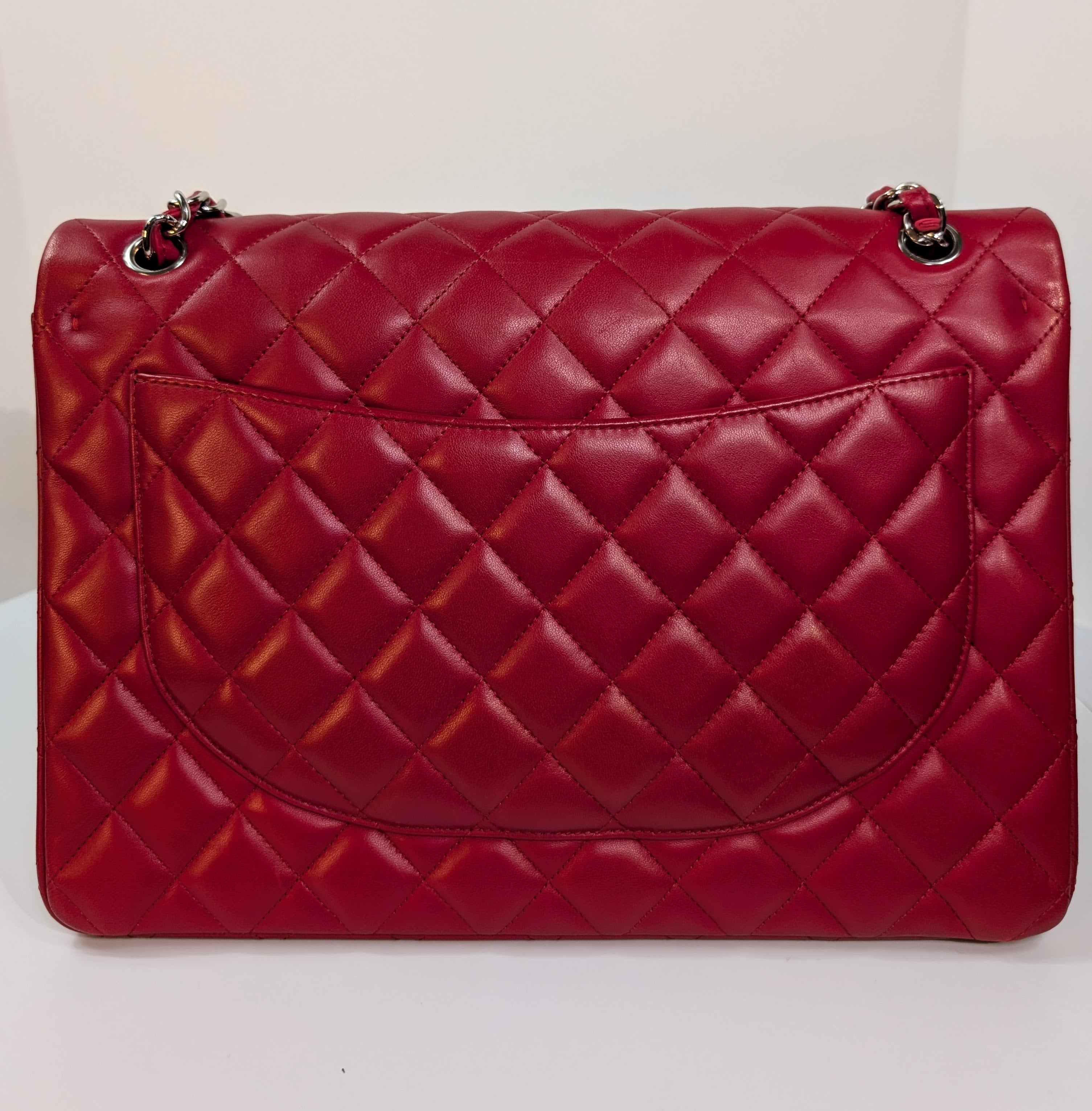 Chanel Rare 2013 17b Red Quilted Classic Jumbo Lambskin Double Flap