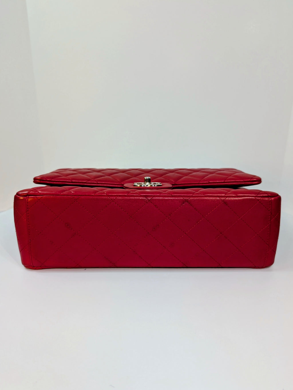 Chanel Rare 2013 17b Red Quilted Classic Jumbo Lambskin Double Flap