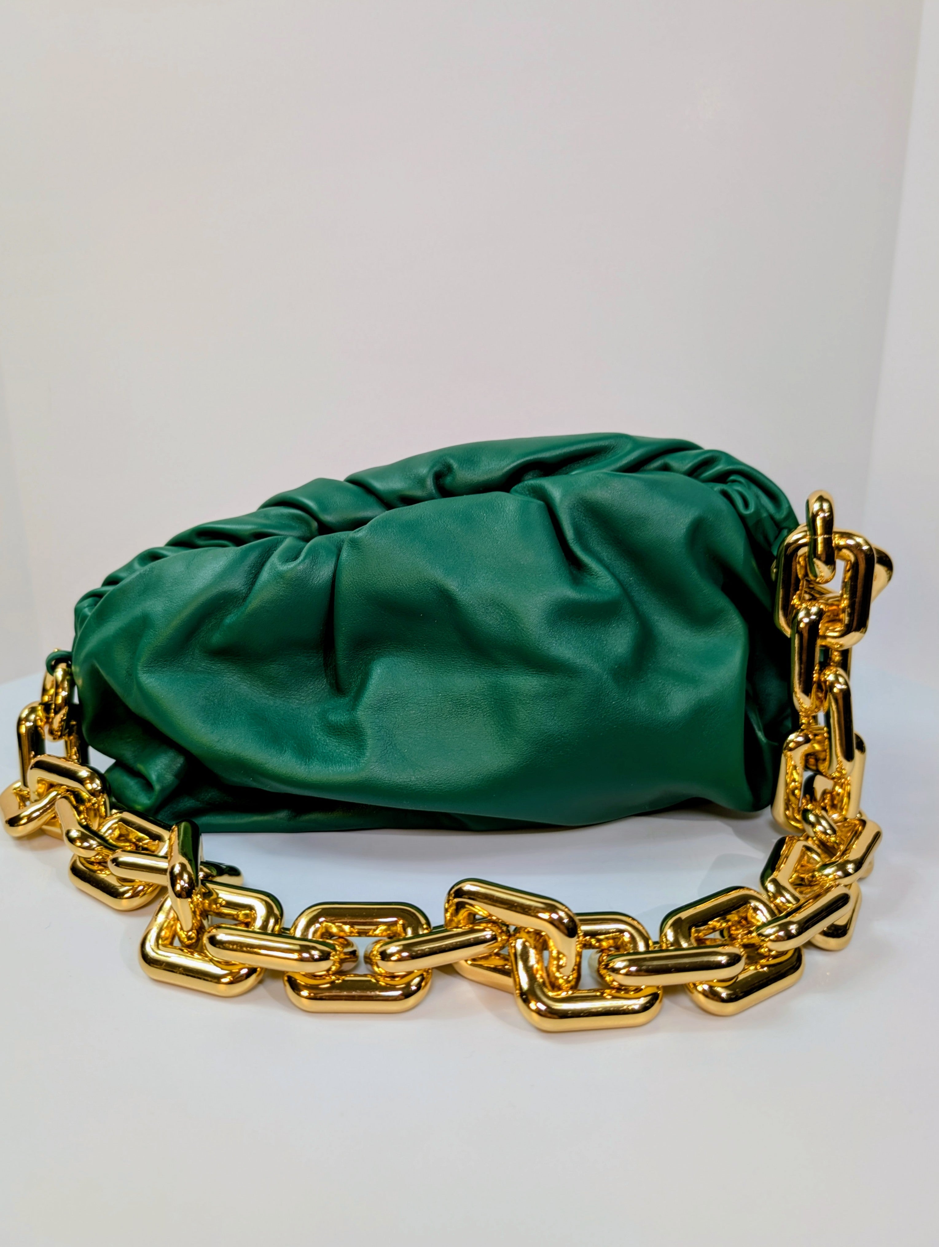 Bottega Veneta Emerald Green The Chain Pouch Mini Handbag