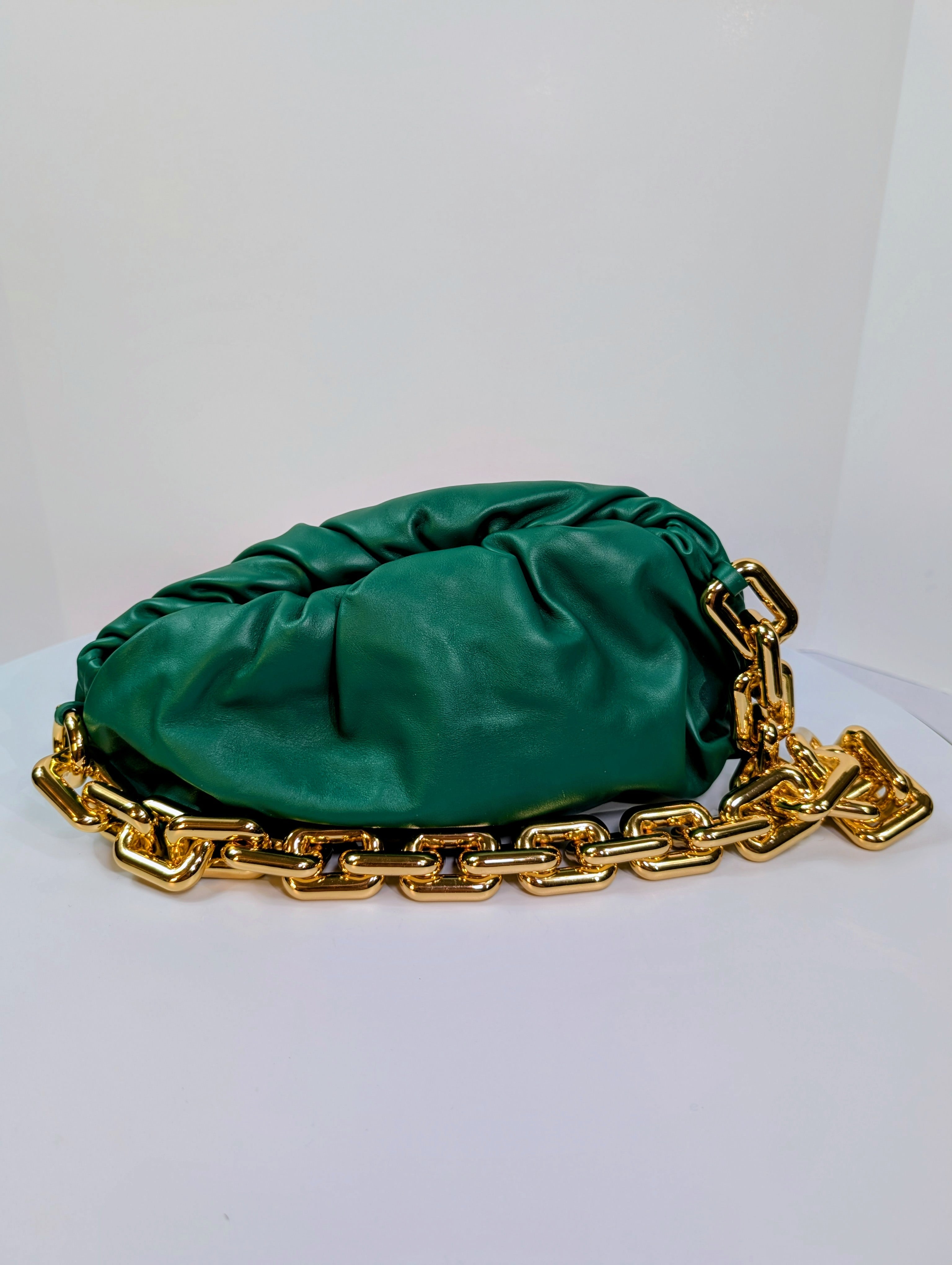 Bottega Veneta Emerald Green The Chain Pouch Mini Handbag