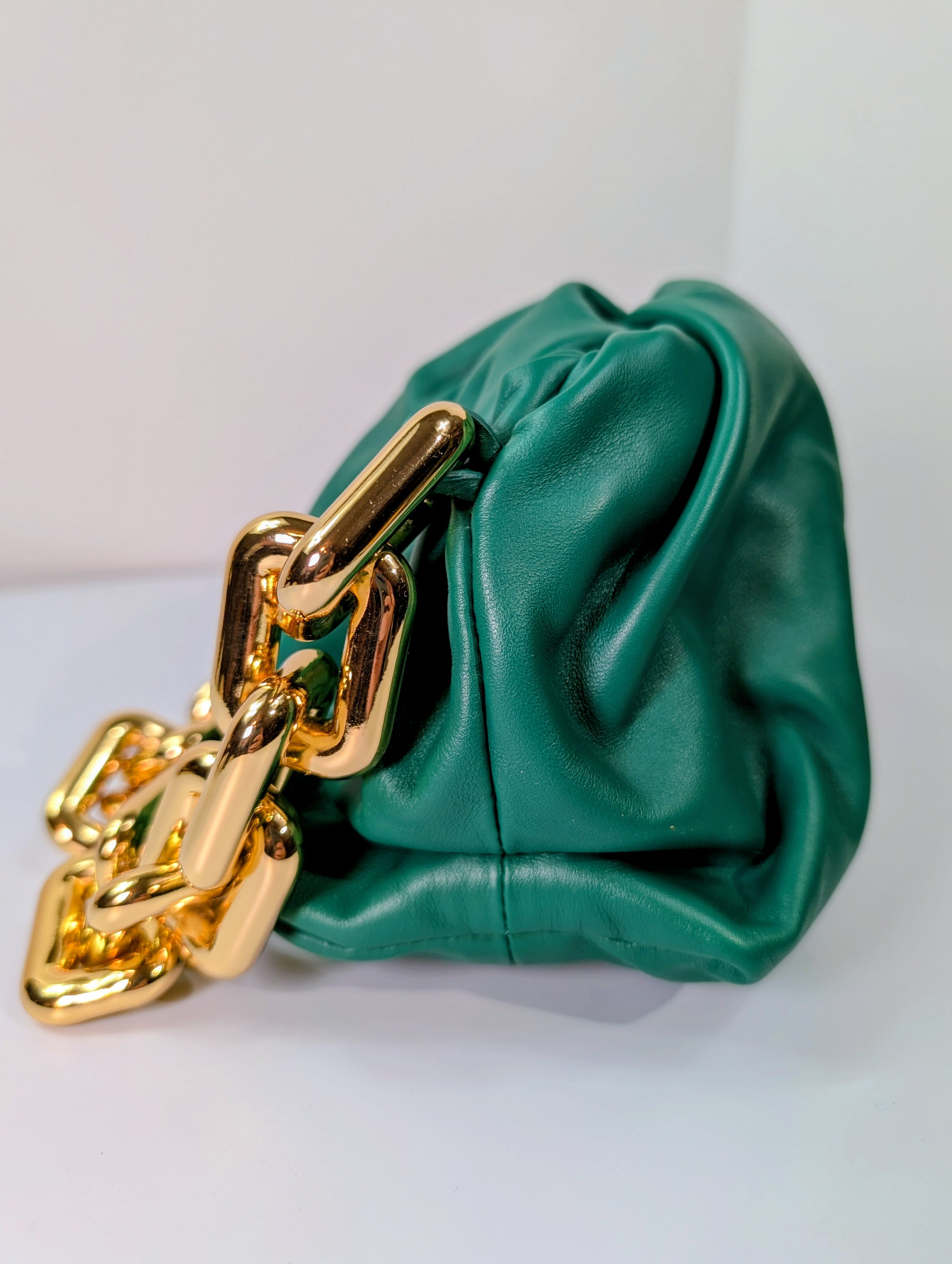Bottega Veneta Emerald Green The Chain Pouch Mini Handbag