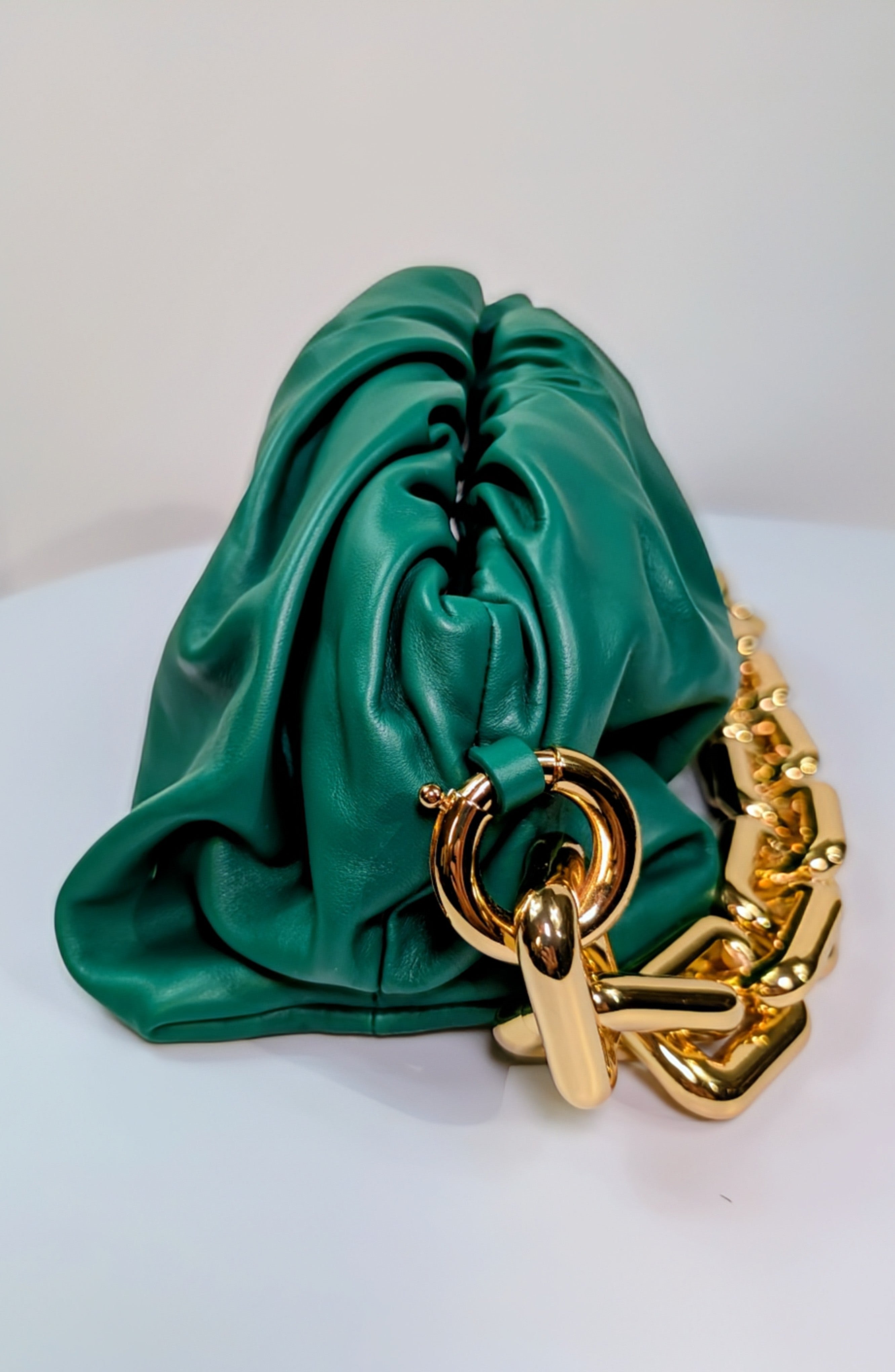 Bottega Veneta Emerald Green The Chain Pouch Mini Handbag