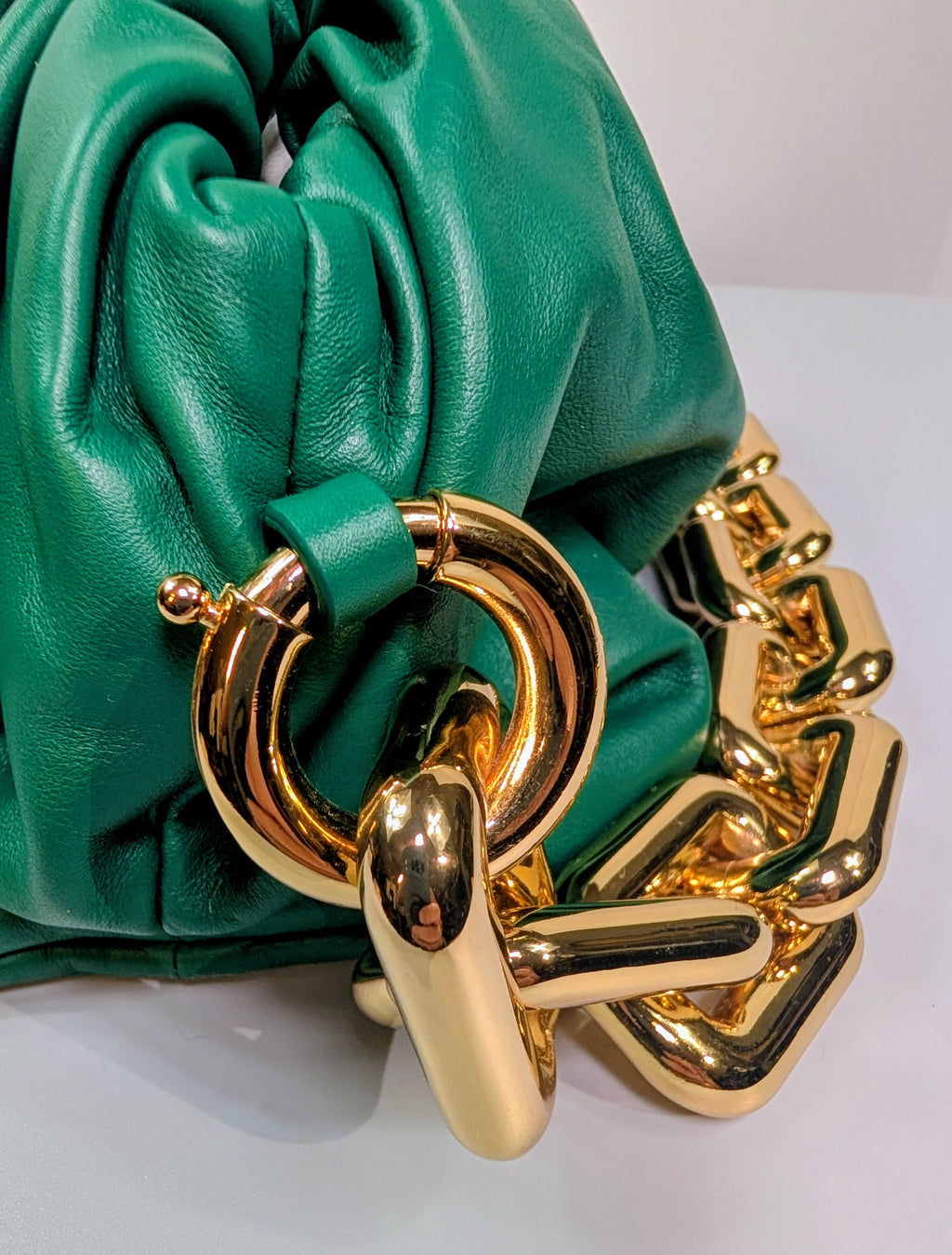 Bottega Veneta Emerald Green The Chain Pouch Mini Handbag