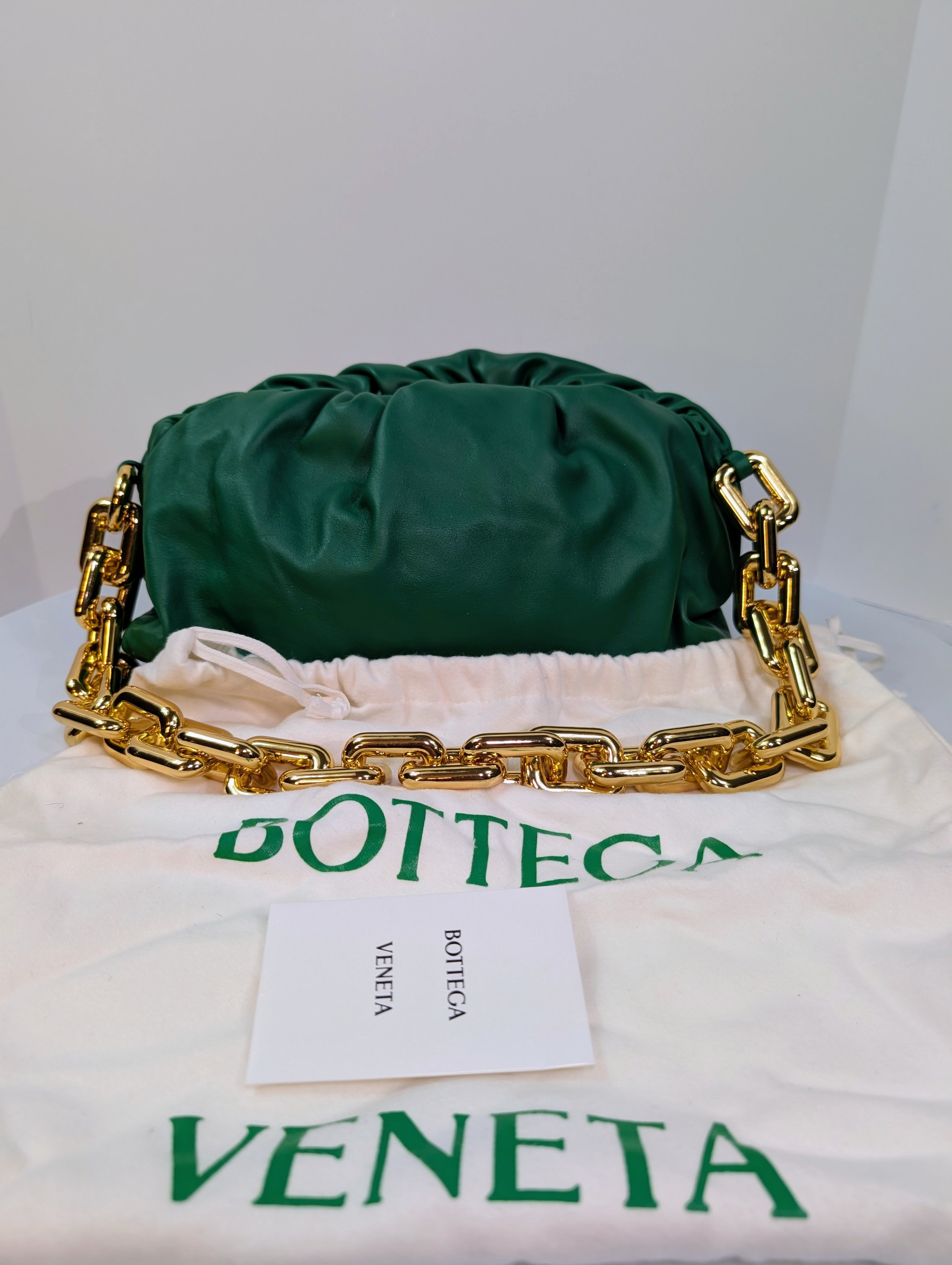 Bottega Veneta Emerald Green The Chain Pouch Mini Handbag