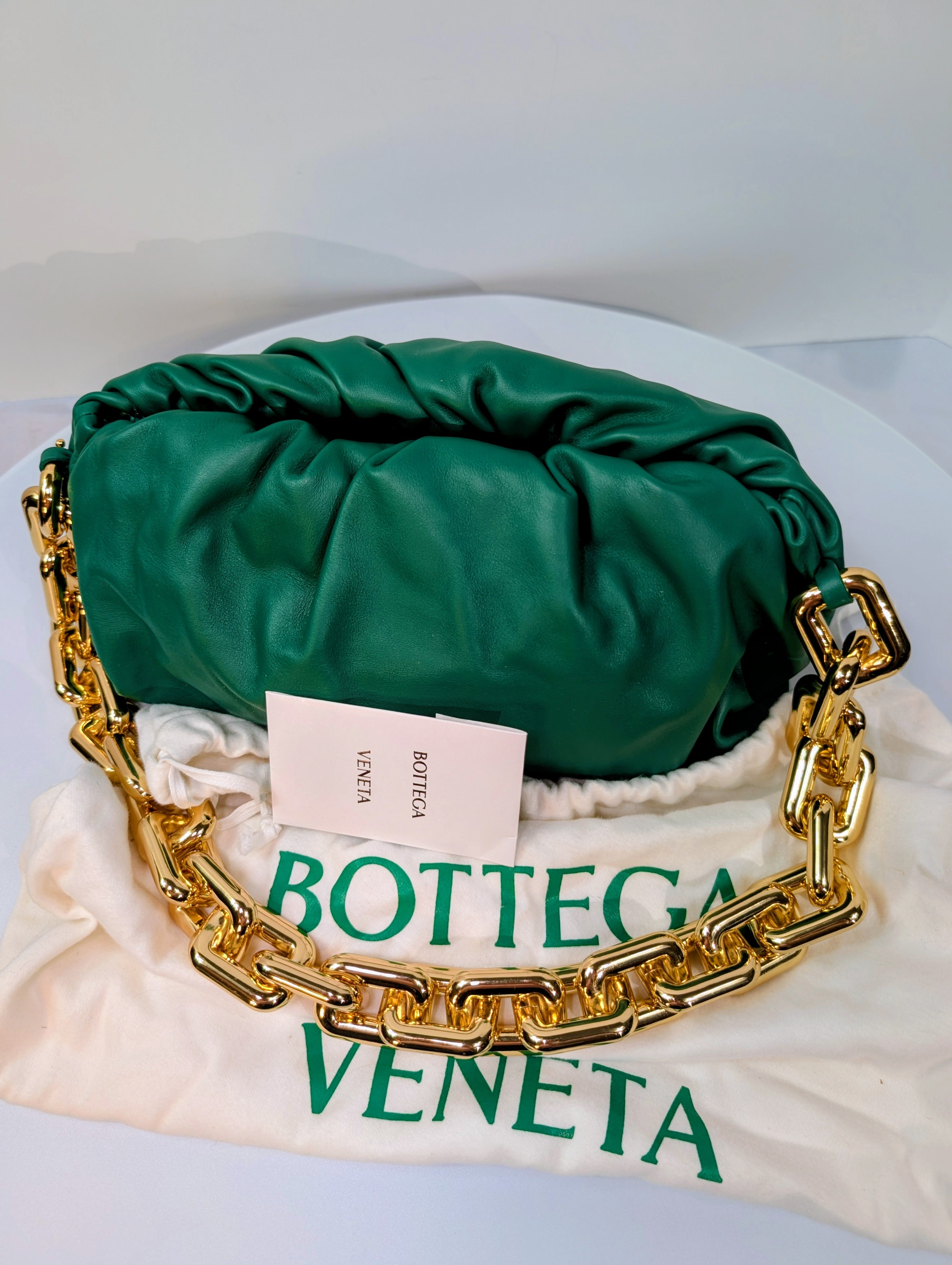 Bottega Veneta Emerald Green The Chain Pouch Mini Handbag