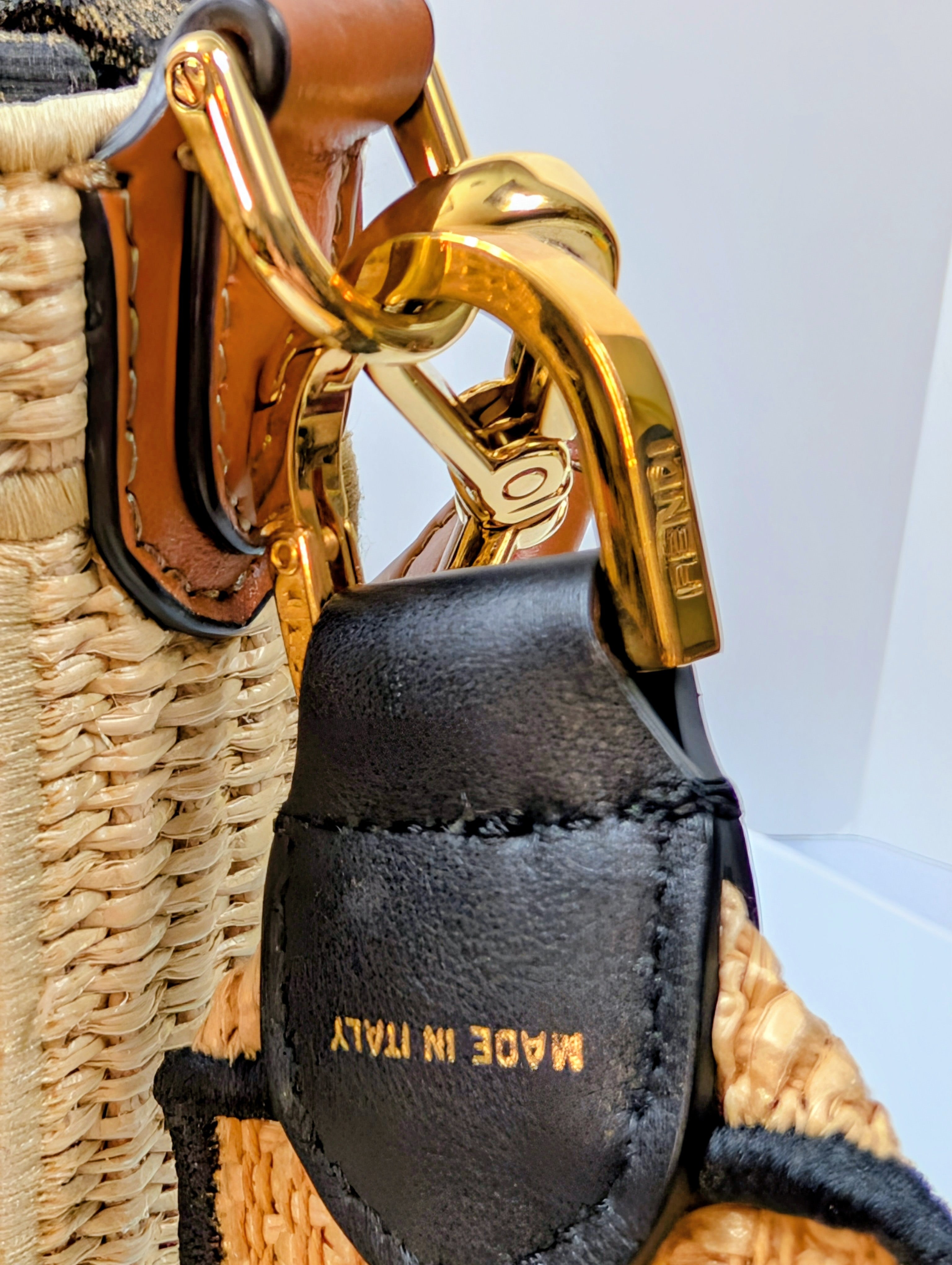 Fendi Step Out Straw and Canvas Bucket Bag with Rare Straps