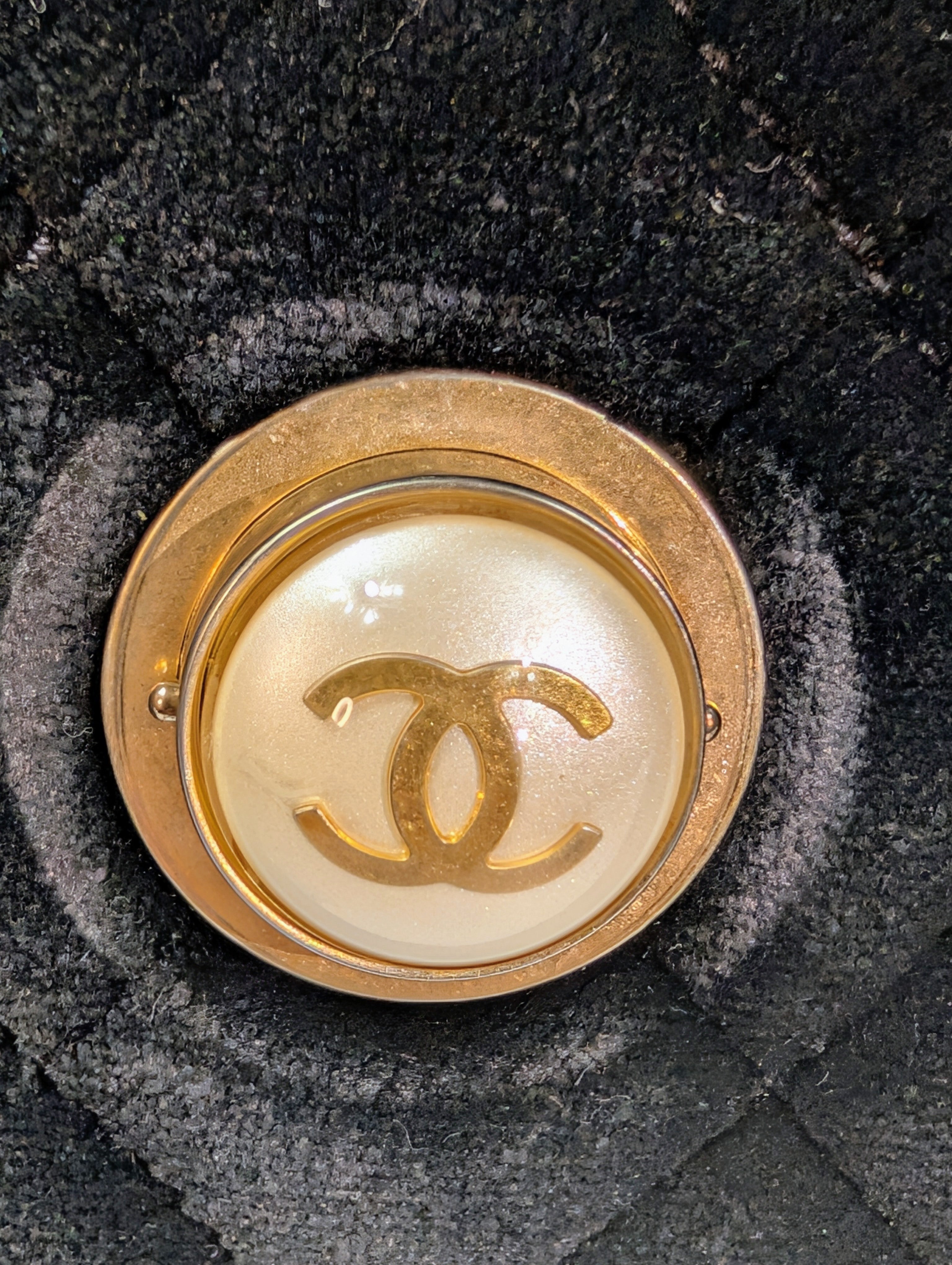 Chanel Paris Cosmopolite Black Velvet Quilted Flap Clutch with Pearl Button