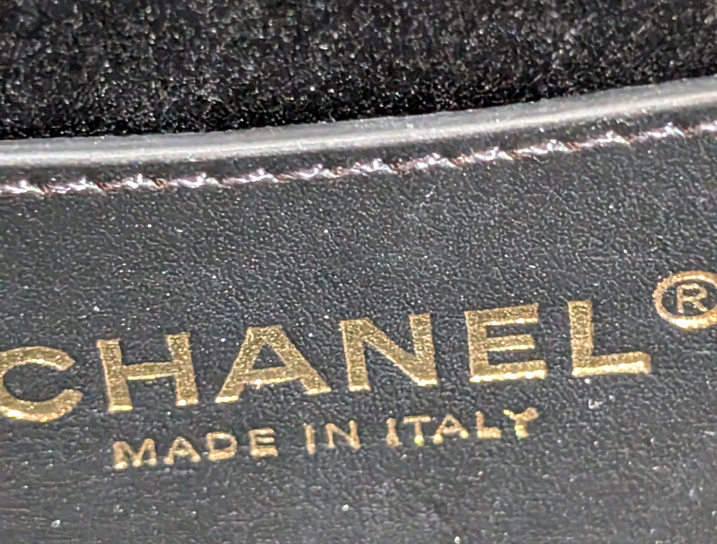 Chanel Paris Cosmopolite Black Velvet Quilted Flap Clutch with Pearl Button