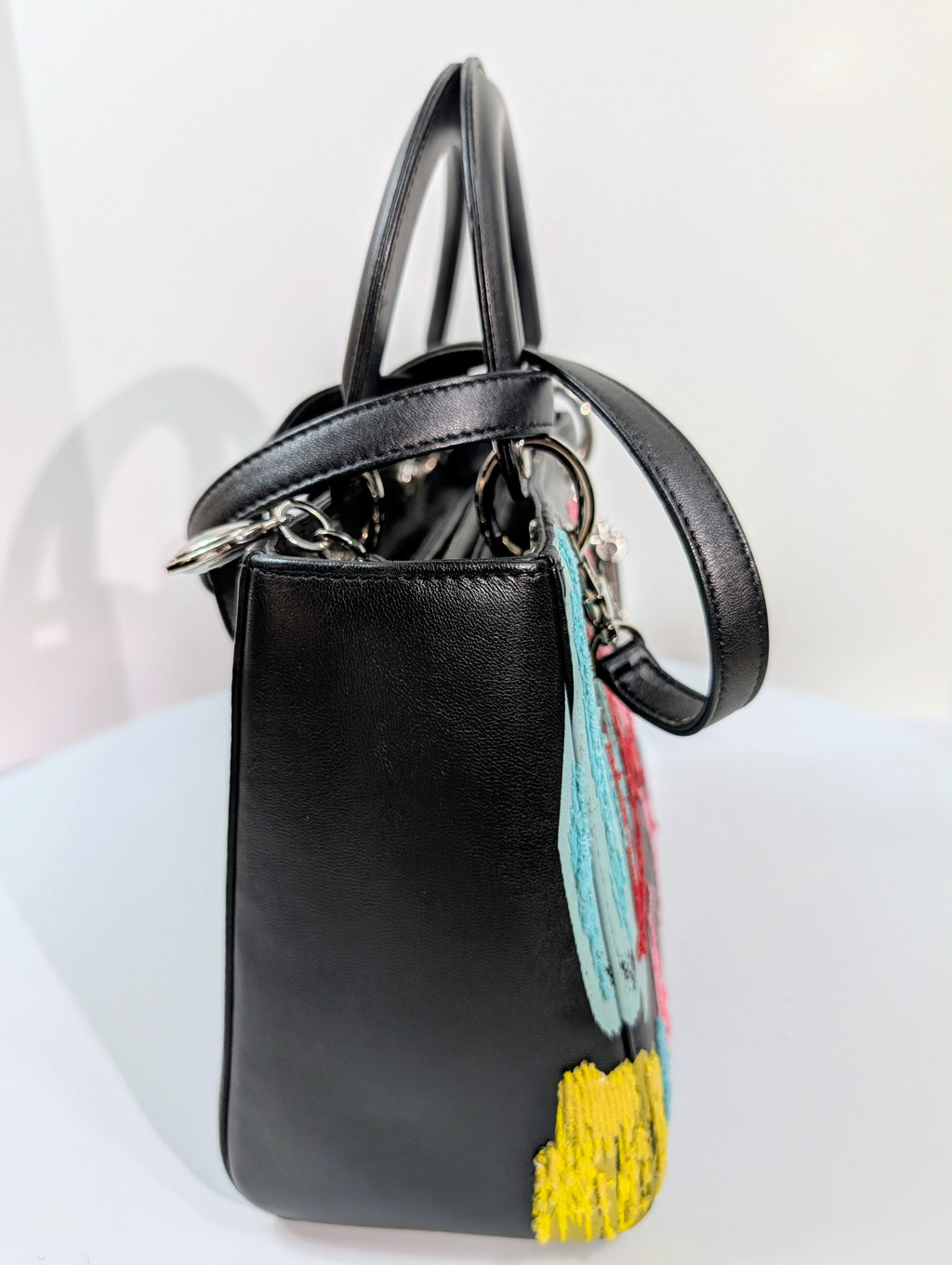 Dior Rare Black Lady Dior Multi-Color Sequined Art Collection Bag (Olympia Scarry)