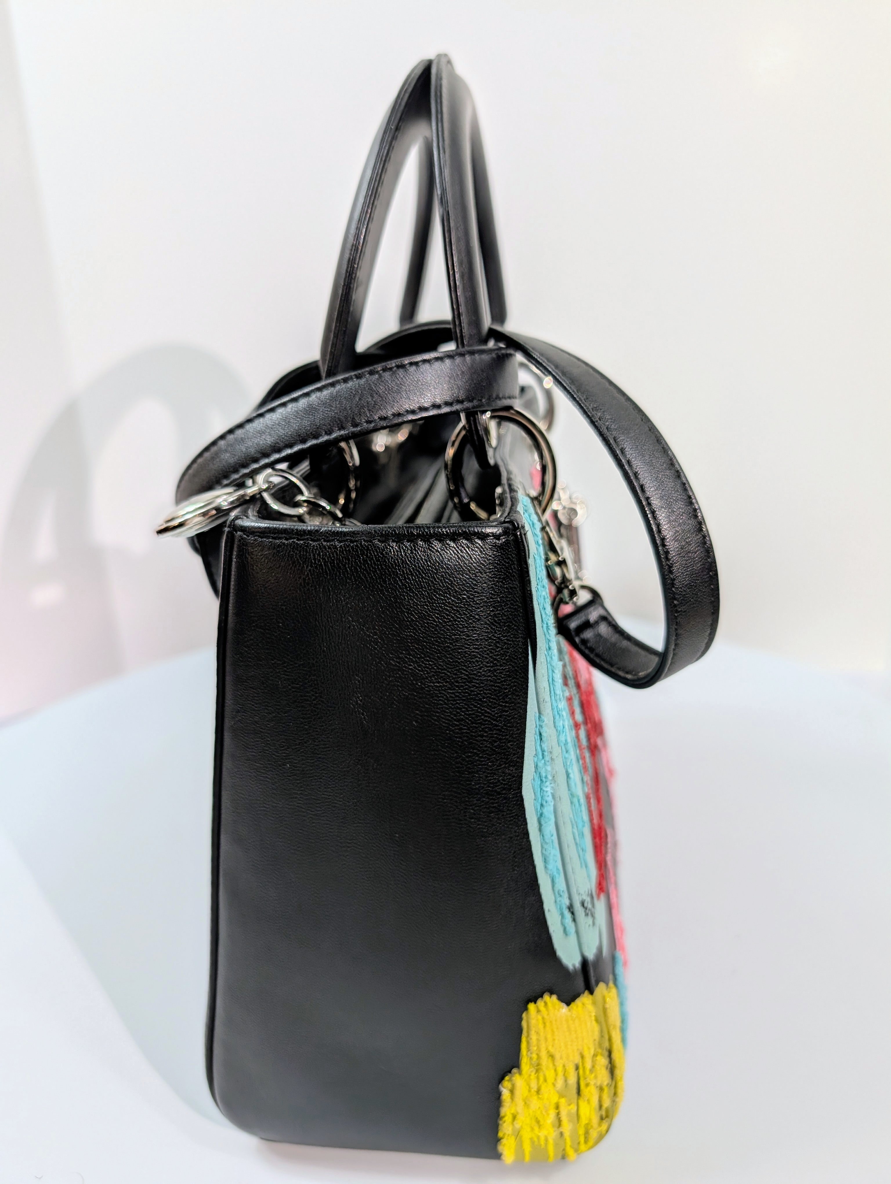 Dior Rare Black Lady Dior Multi-Color Sequined Art Collection Bag (Olympia Scarry)
