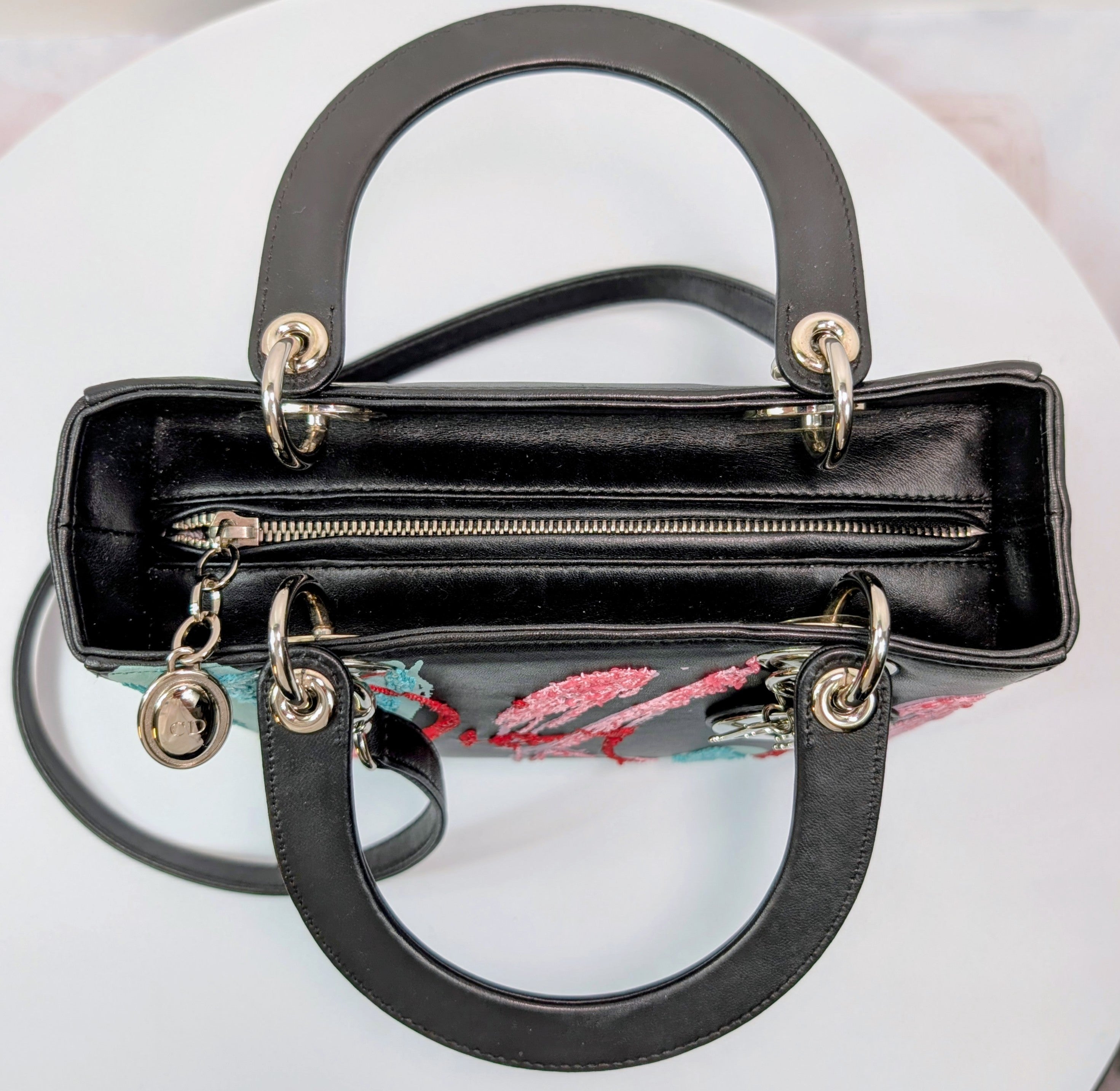Dior Rare Black Lady Dior Multi-Color Sequined Art Collection Bag (Olympia Scarry)