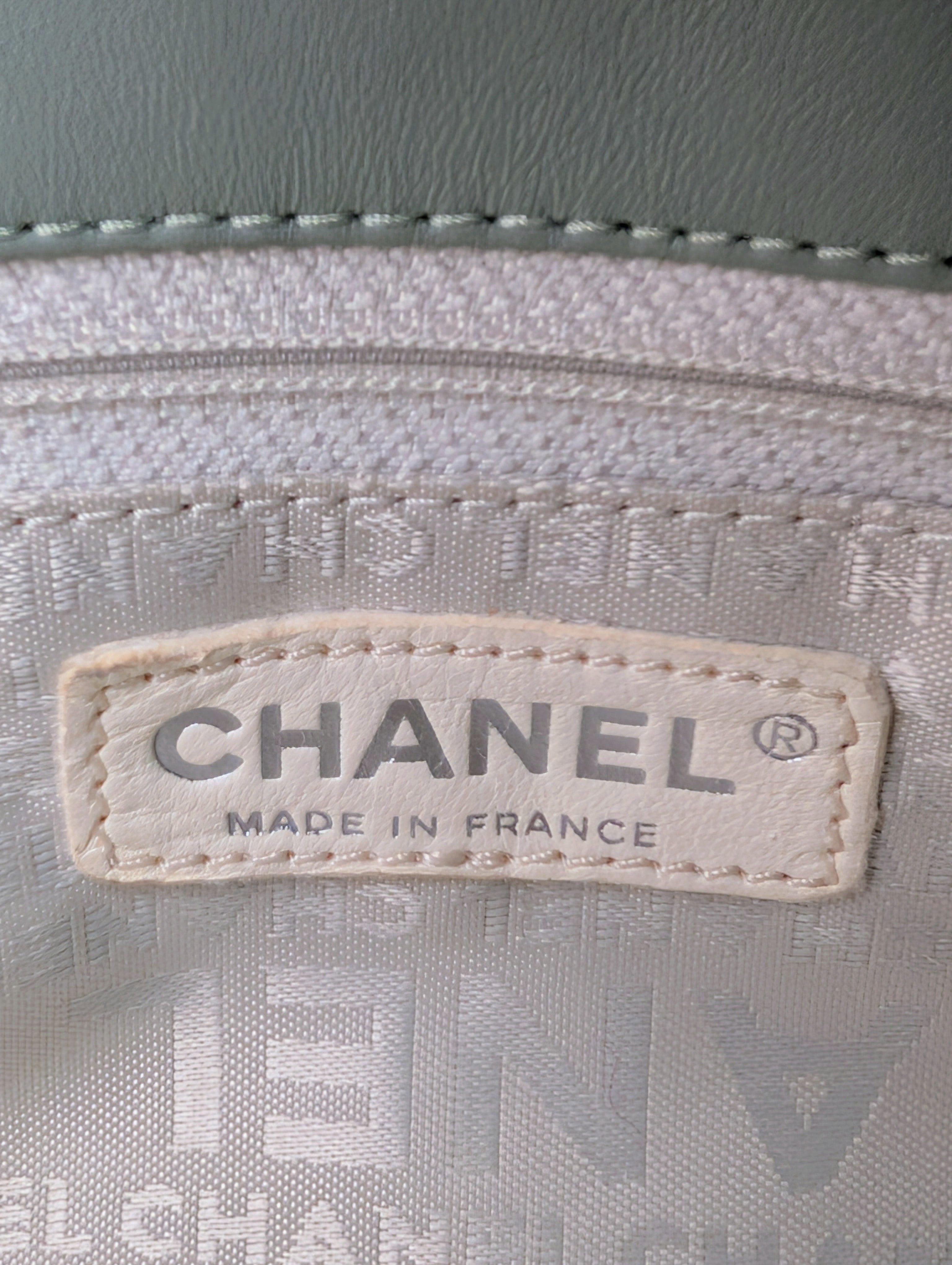 Chanel Vintage Mint Green East West Flap Bag with Oversized Silver CC Lock