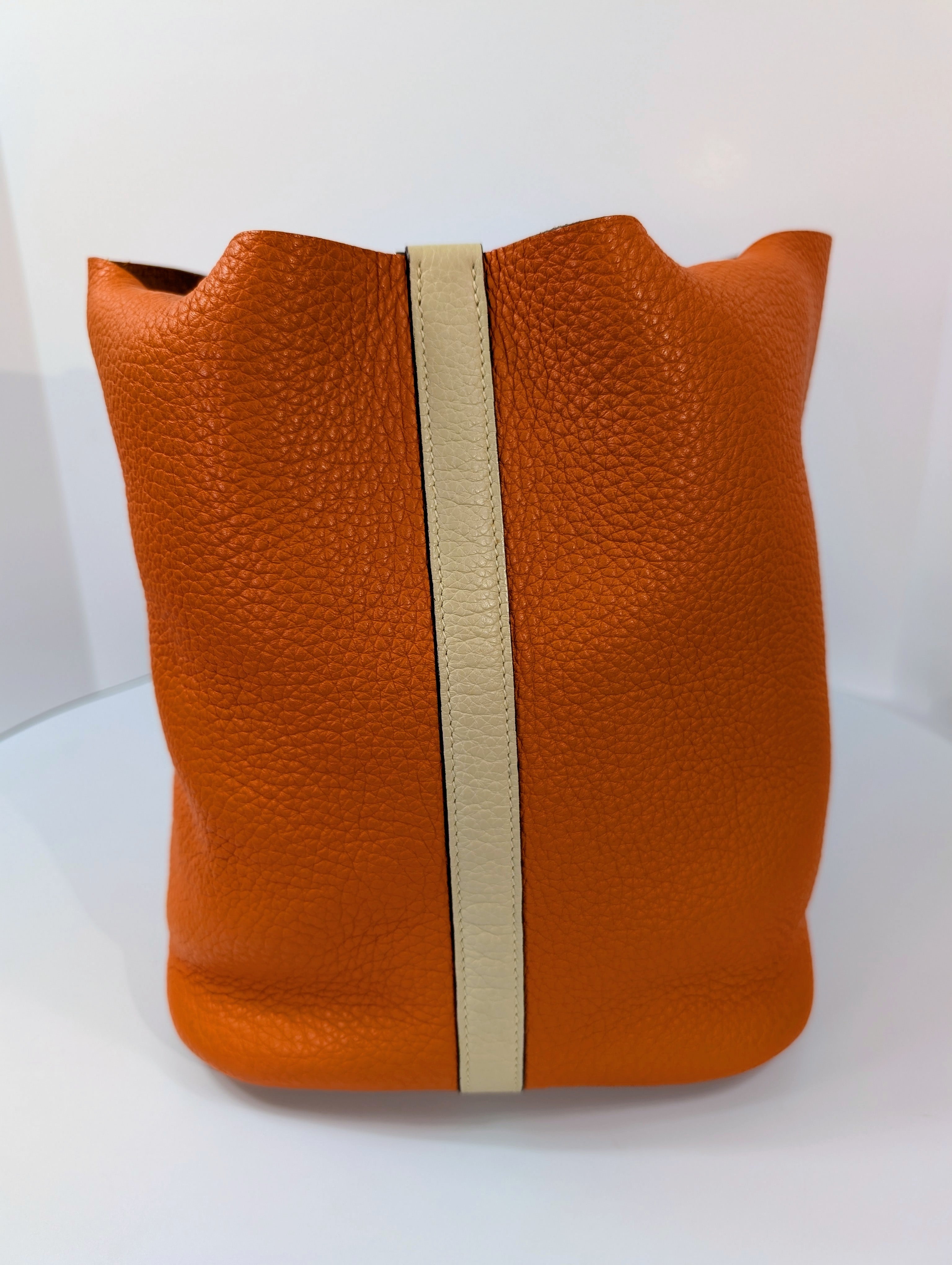 Hermes Bicolor Orange & Parchemin Clemence Leather Picotin 26 (GM) SOLD