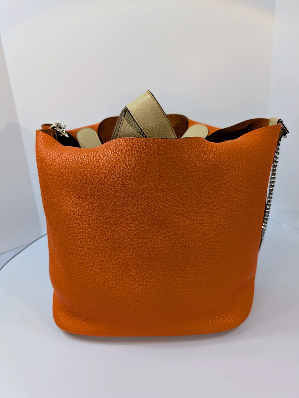 Hermes Bicolor Orange & Parchemin Clemence Leather Picotin 26 (GM) SOLD