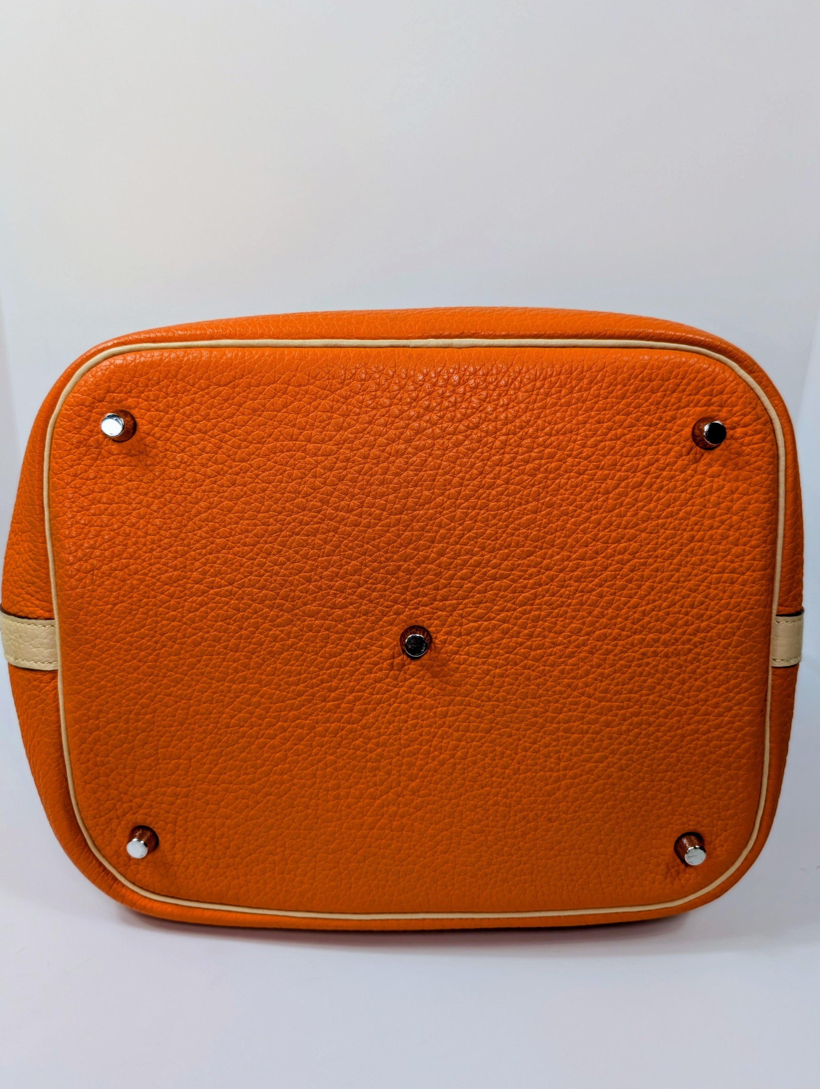 Hermes Bicolor Orange & Parchemin Clemence Leather Picotin 26 (GM) SOLD