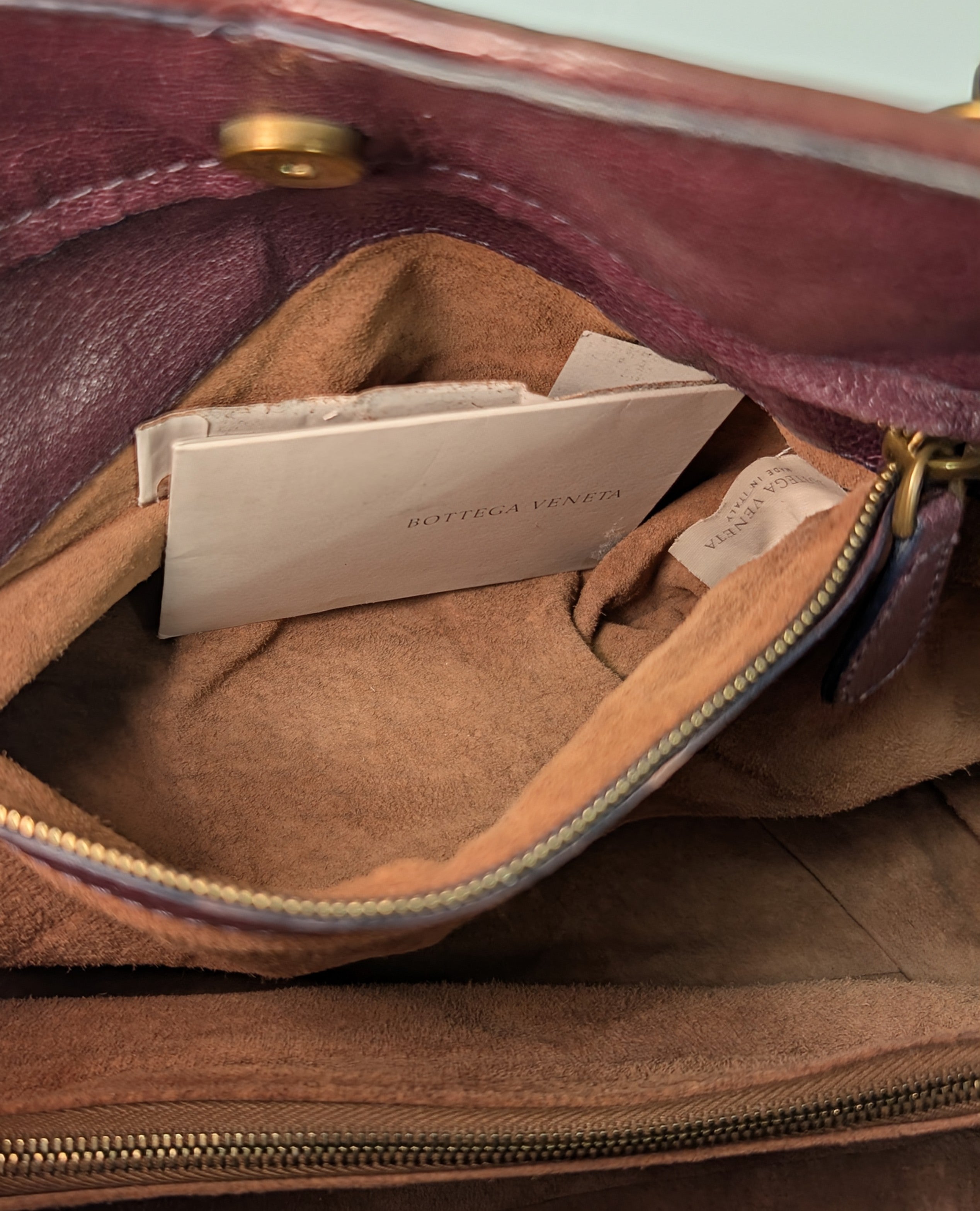 Bottega Veneta Burgundy Brown Intrecciato Embroidered Shoulder Bag