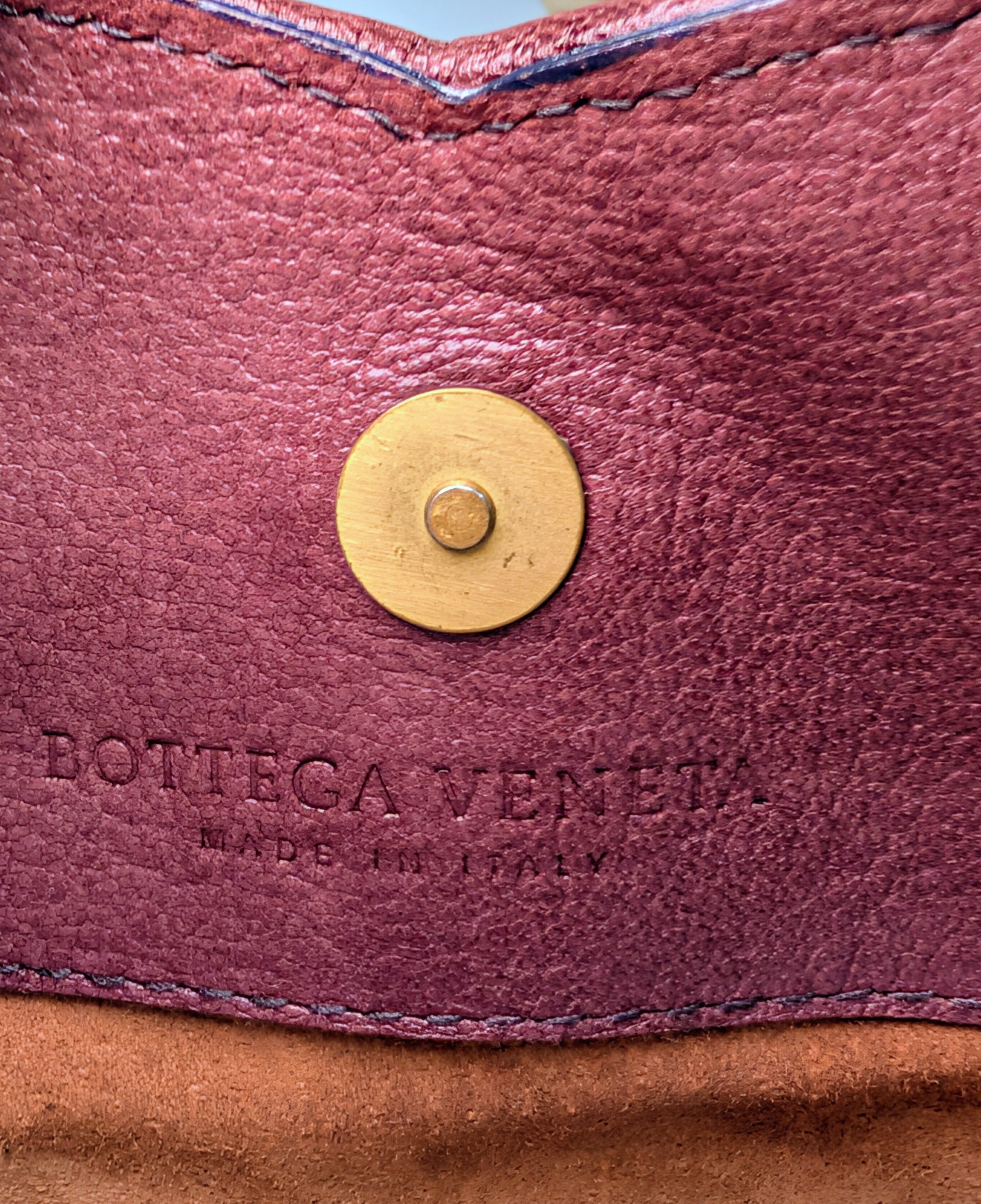 Bottega Veneta Burgundy Brown Intrecciato Embroidered Shoulder Bag