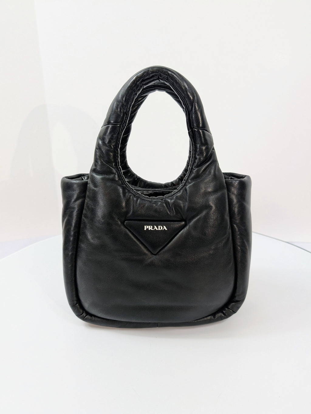 Prada Limited Edition Black Padded Soft Napa Leather Mini-Tote Bag