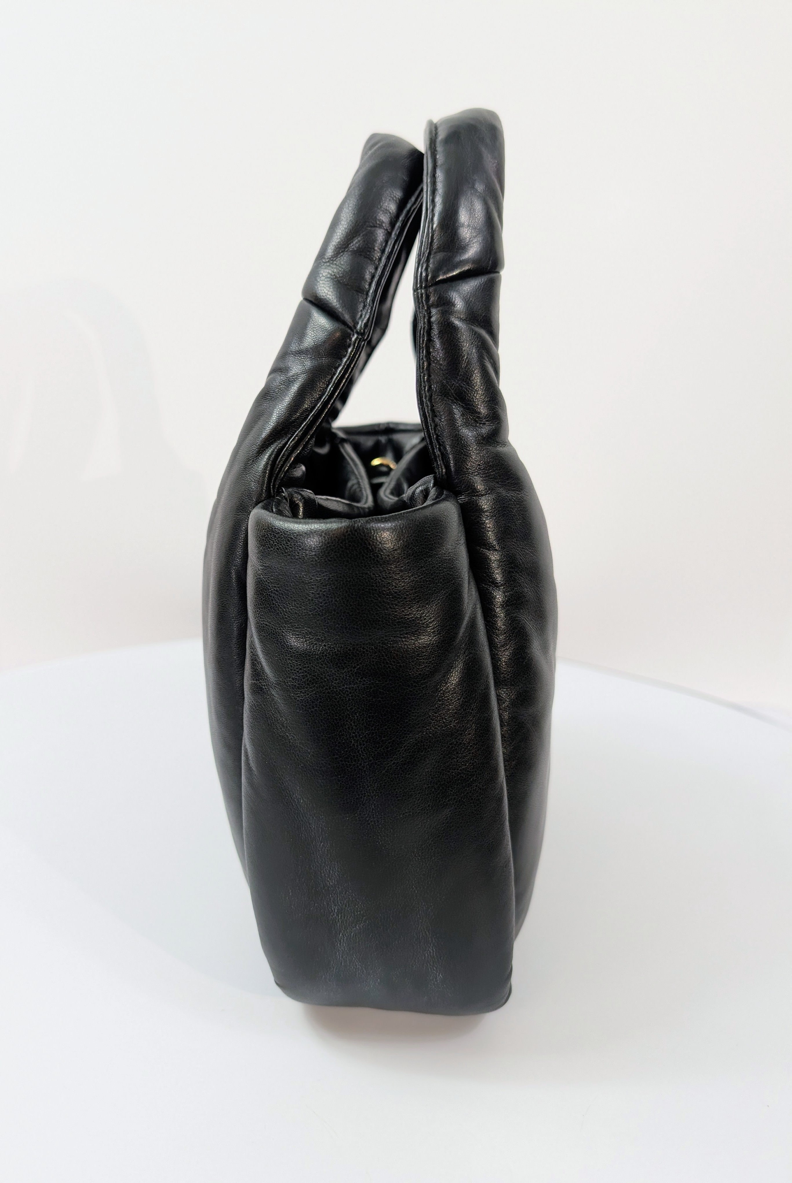 Prada Limited Edition Black Padded Soft Napa Leather Mini-Tote Bag