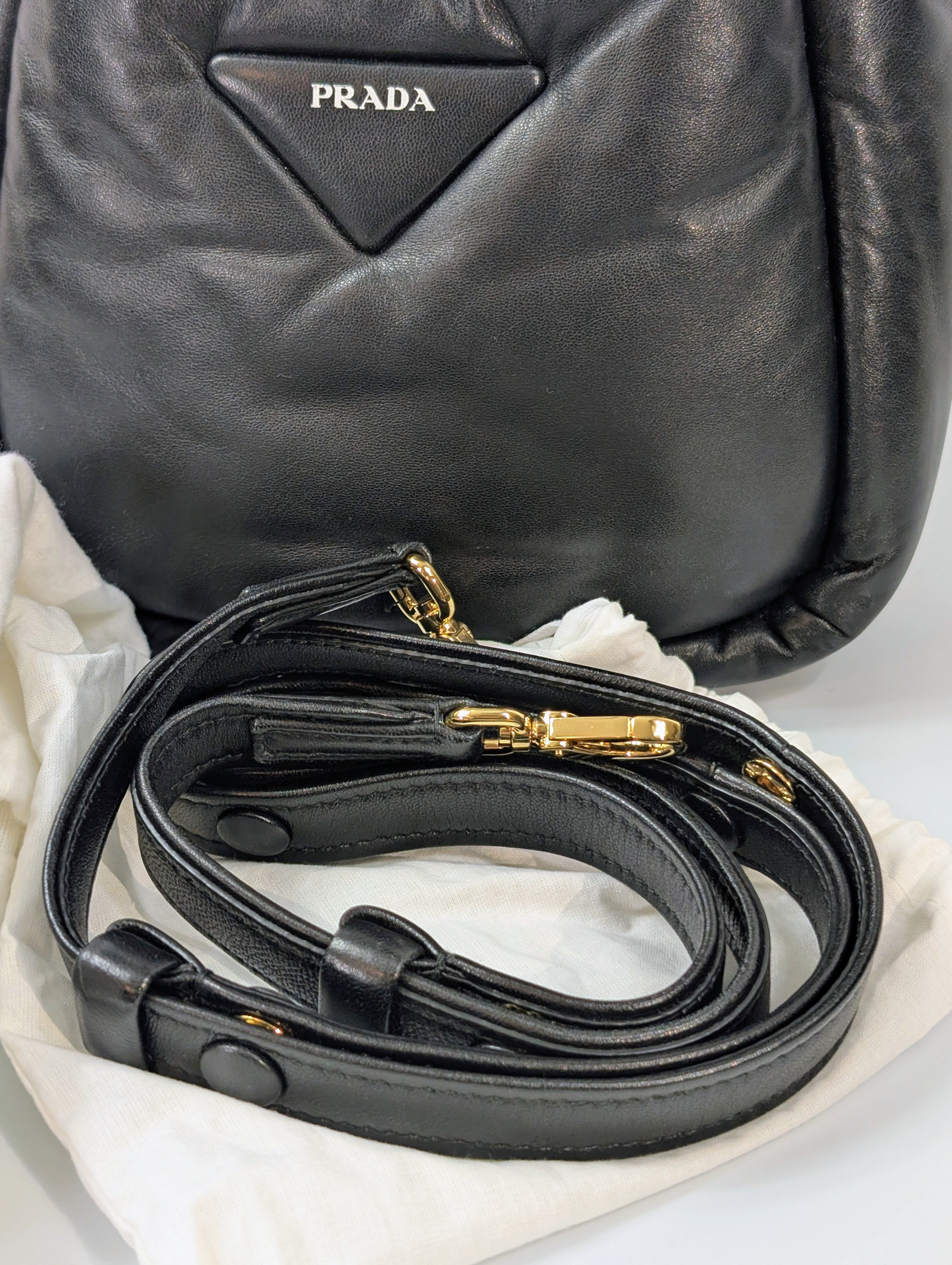 Prada Limited Edition Black Padded Soft Napa Leather Mini-Tote Bag