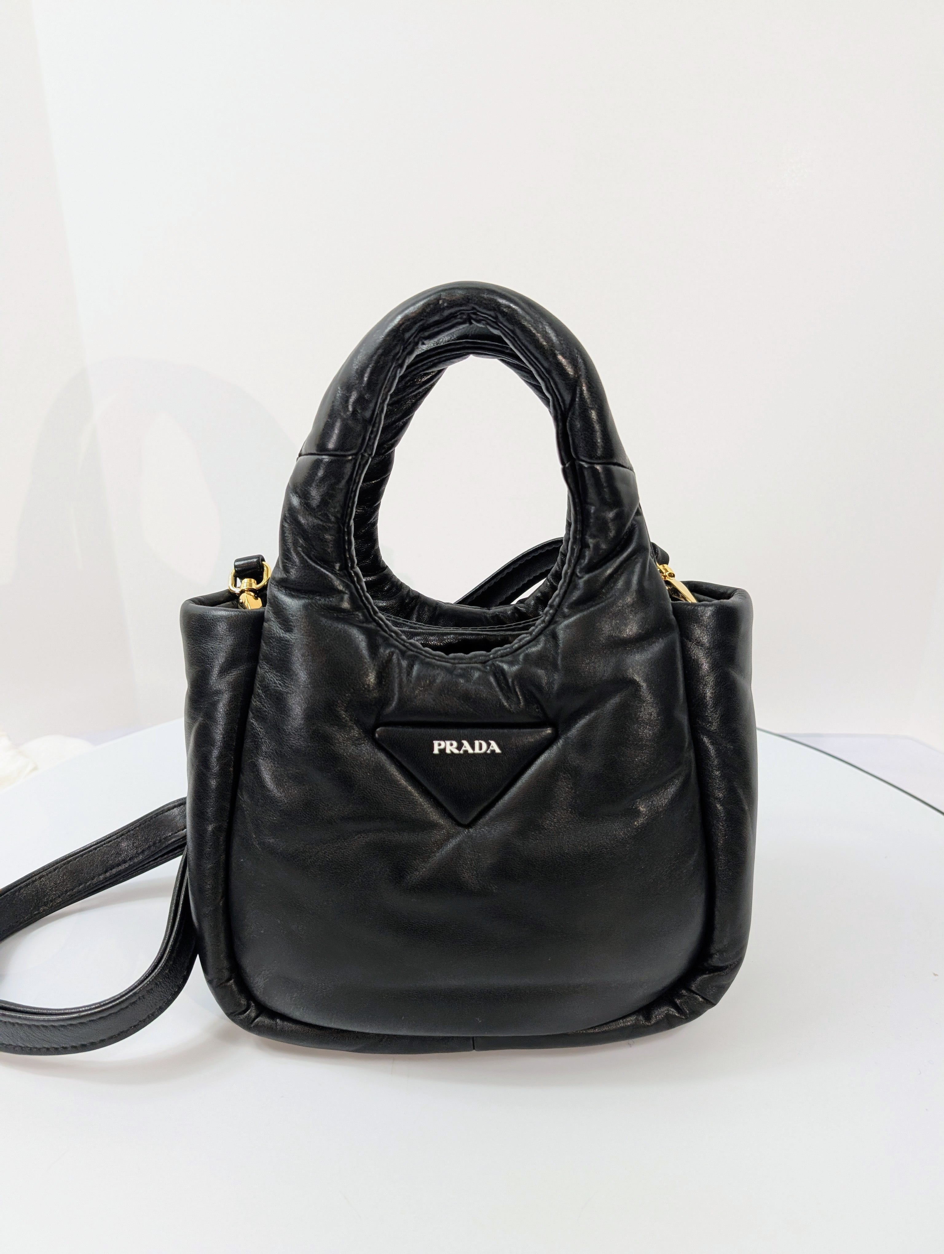 Prada Limited Edition Black Padded Soft Napa Leather Mini-Tote Bag