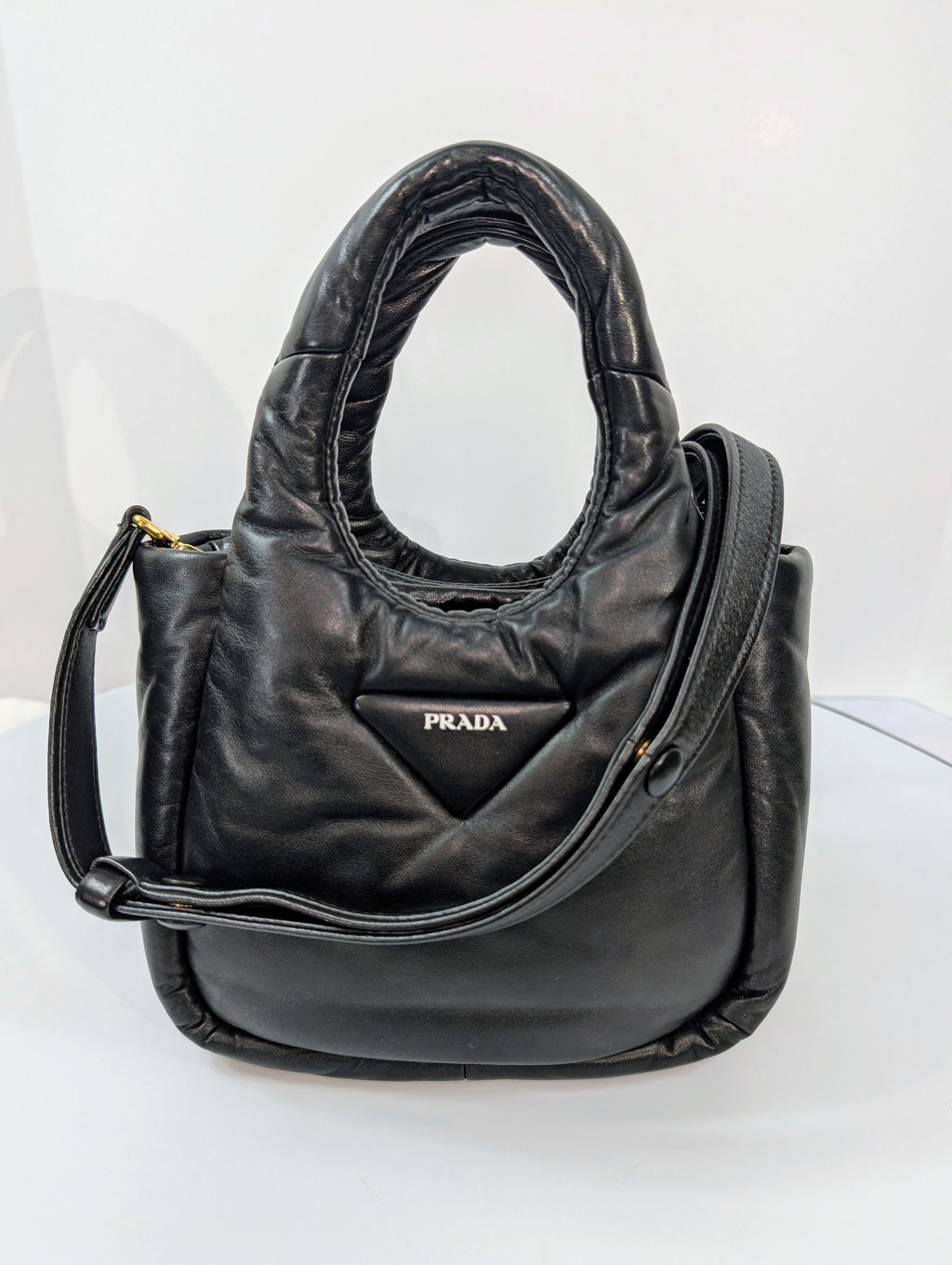 Prada Limited Edition Black Padded Soft Napa Leather Mini-Tote Bag