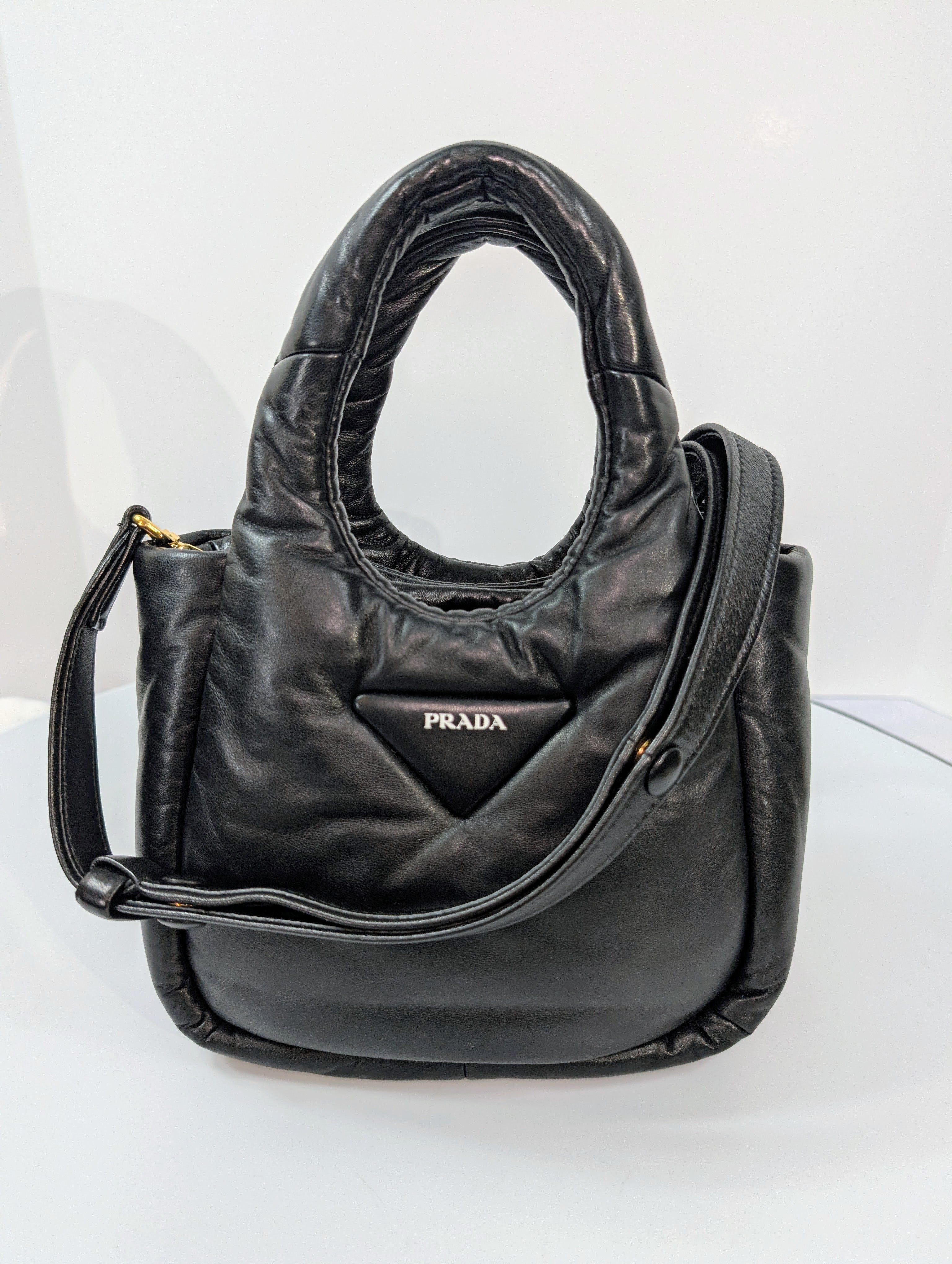 Prada Limited Edition Black Padded Soft Napa Leather Mini-Tote Bag